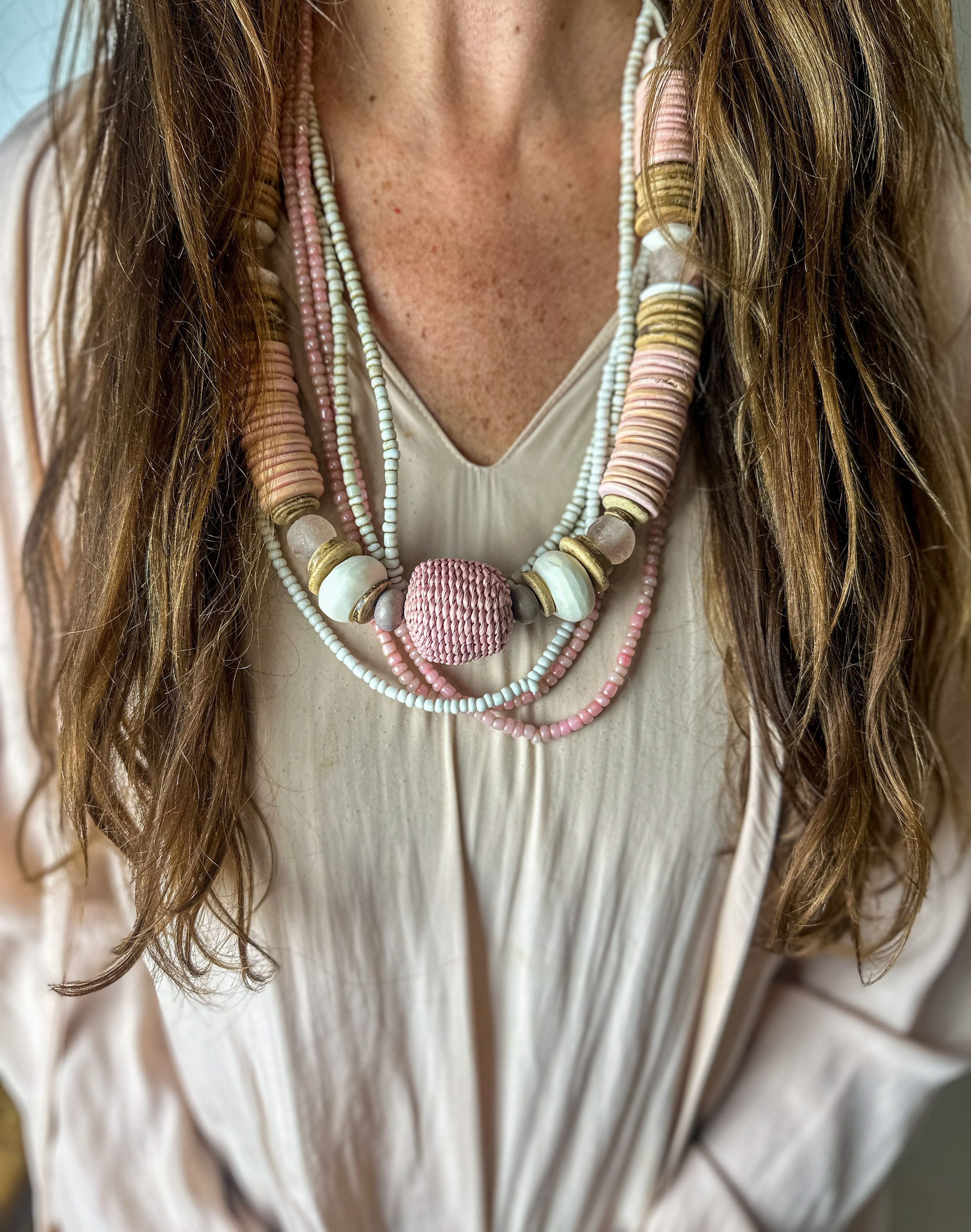 Layer Necklace Set of 5 | Blush + White