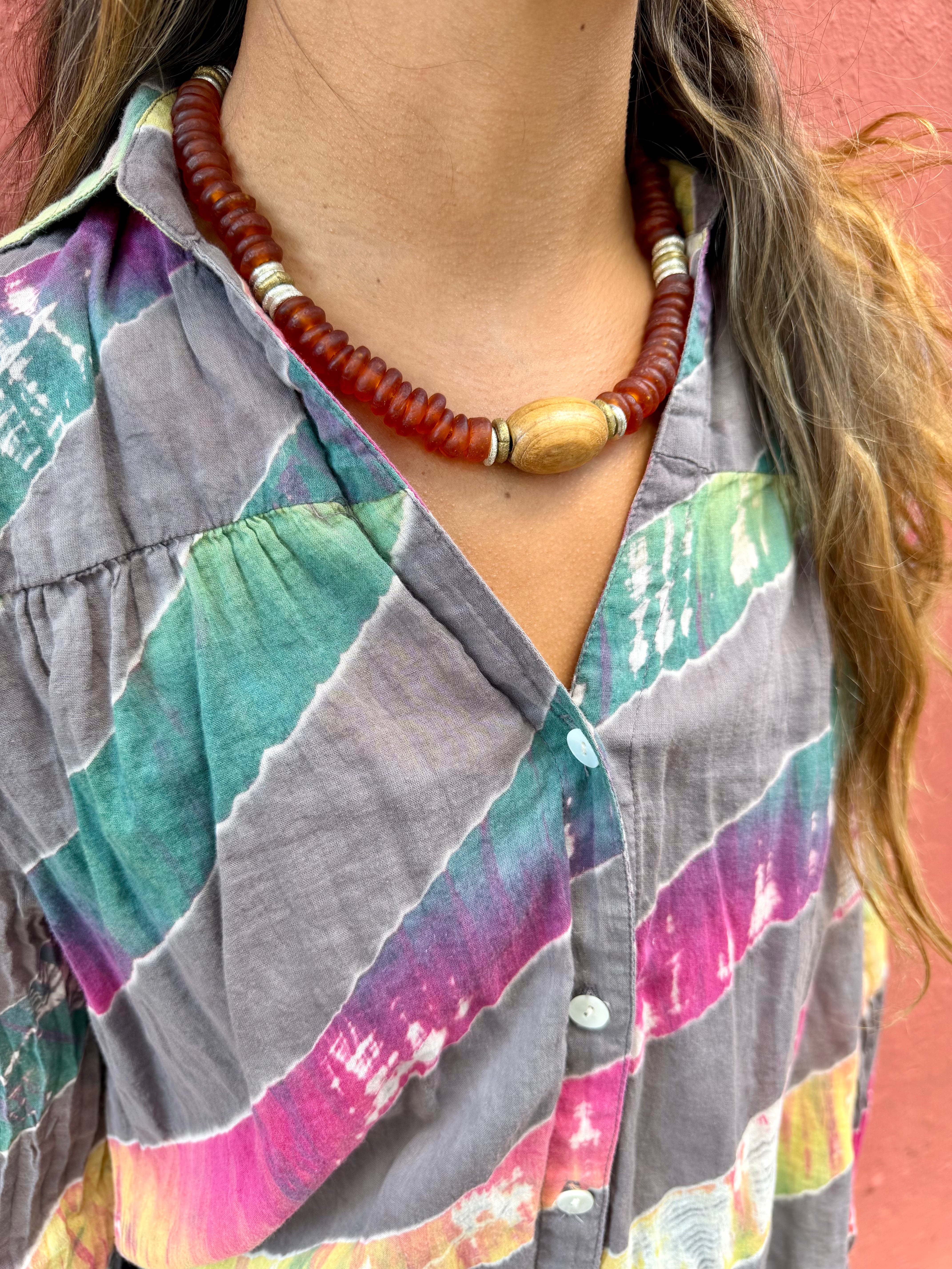 Classic Glass Necklace | Amber