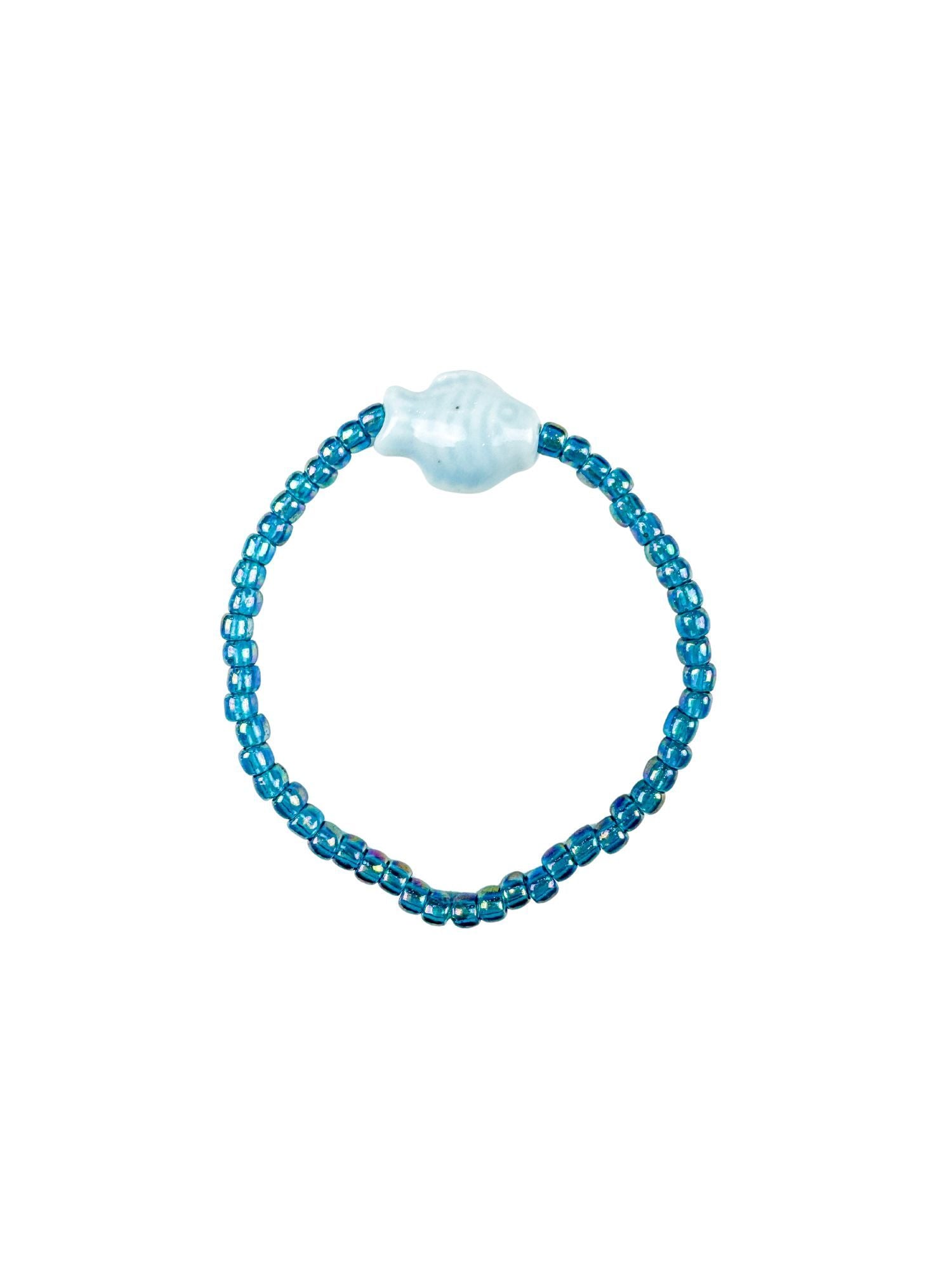 Simple Seed Bracelet | Teal Fish