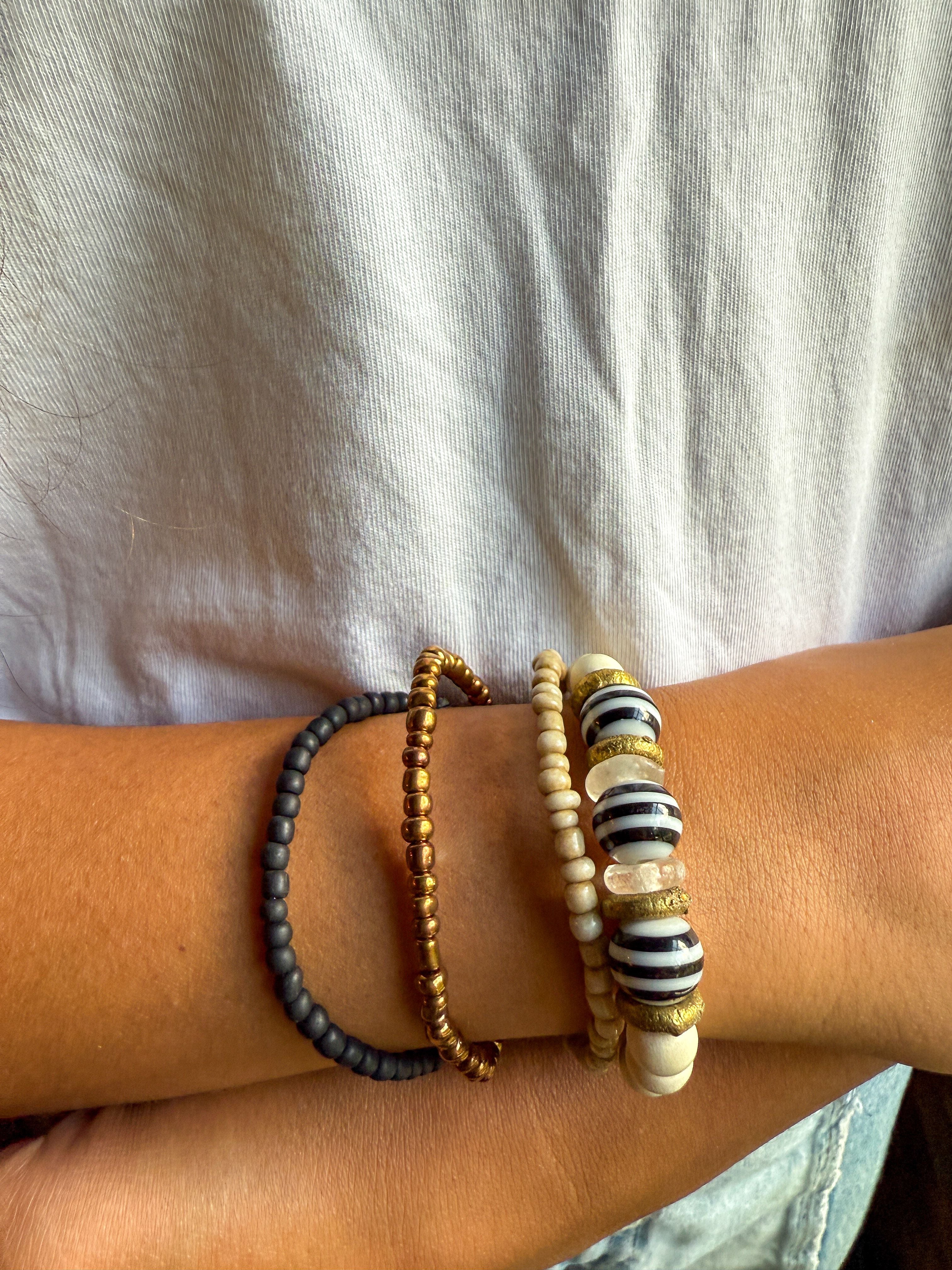 Single Stack Bracelet | Black + Gold