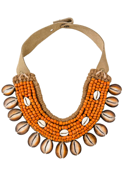 Cowrie Collar Necklace | Orange