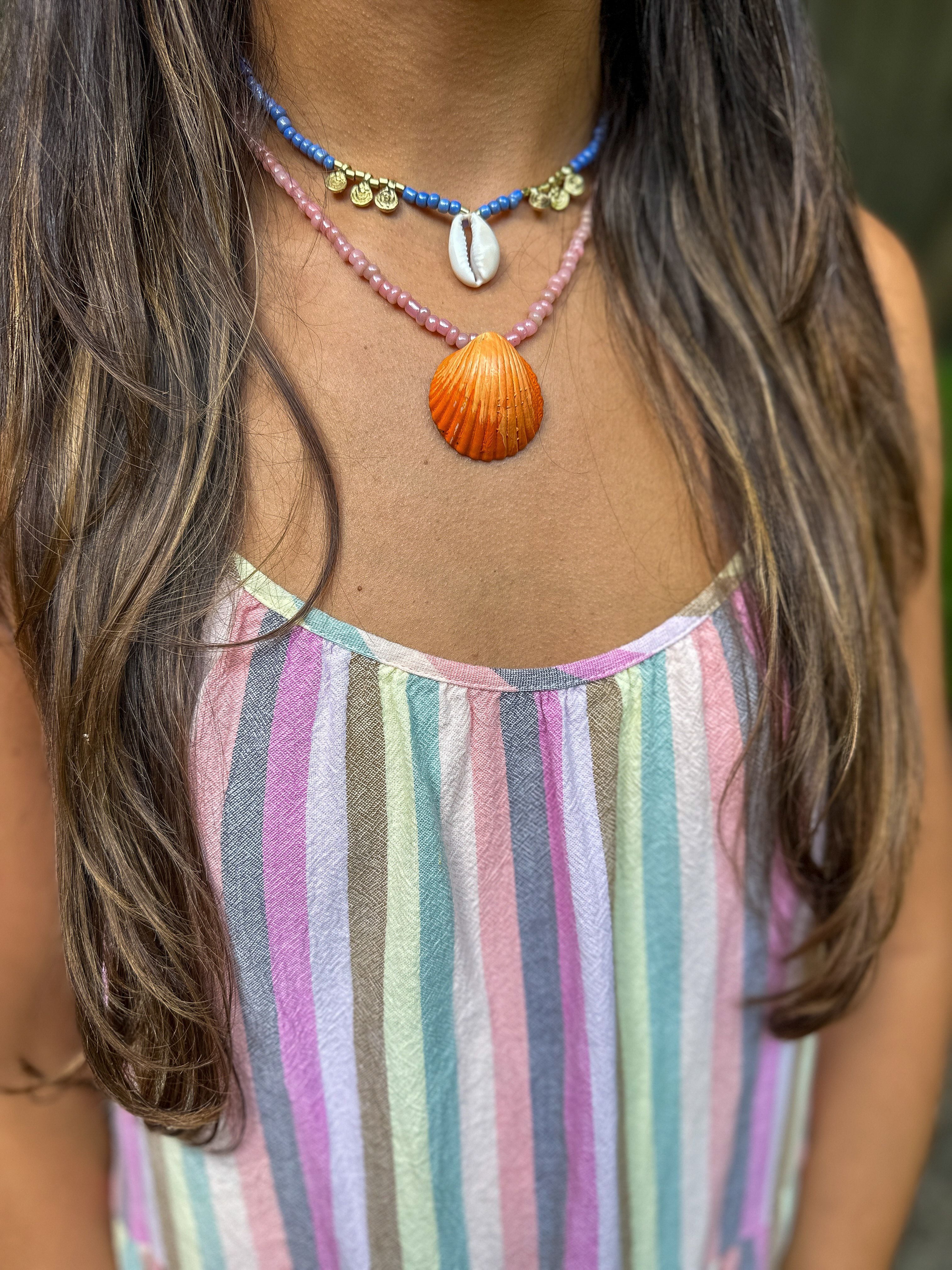 Seed Shell Necklace | Blush + Orange