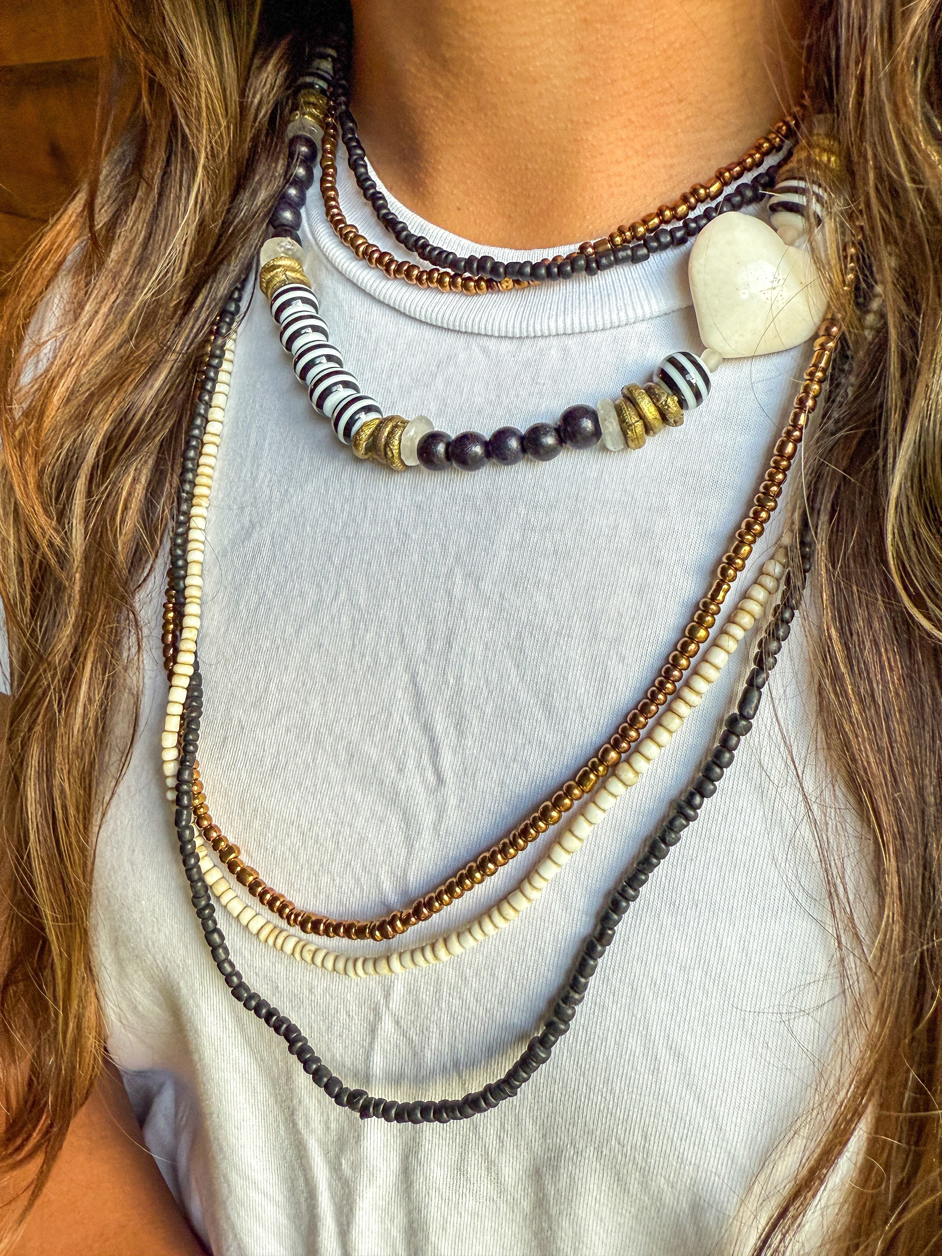 Classic Heart Necklace | Black + Gold