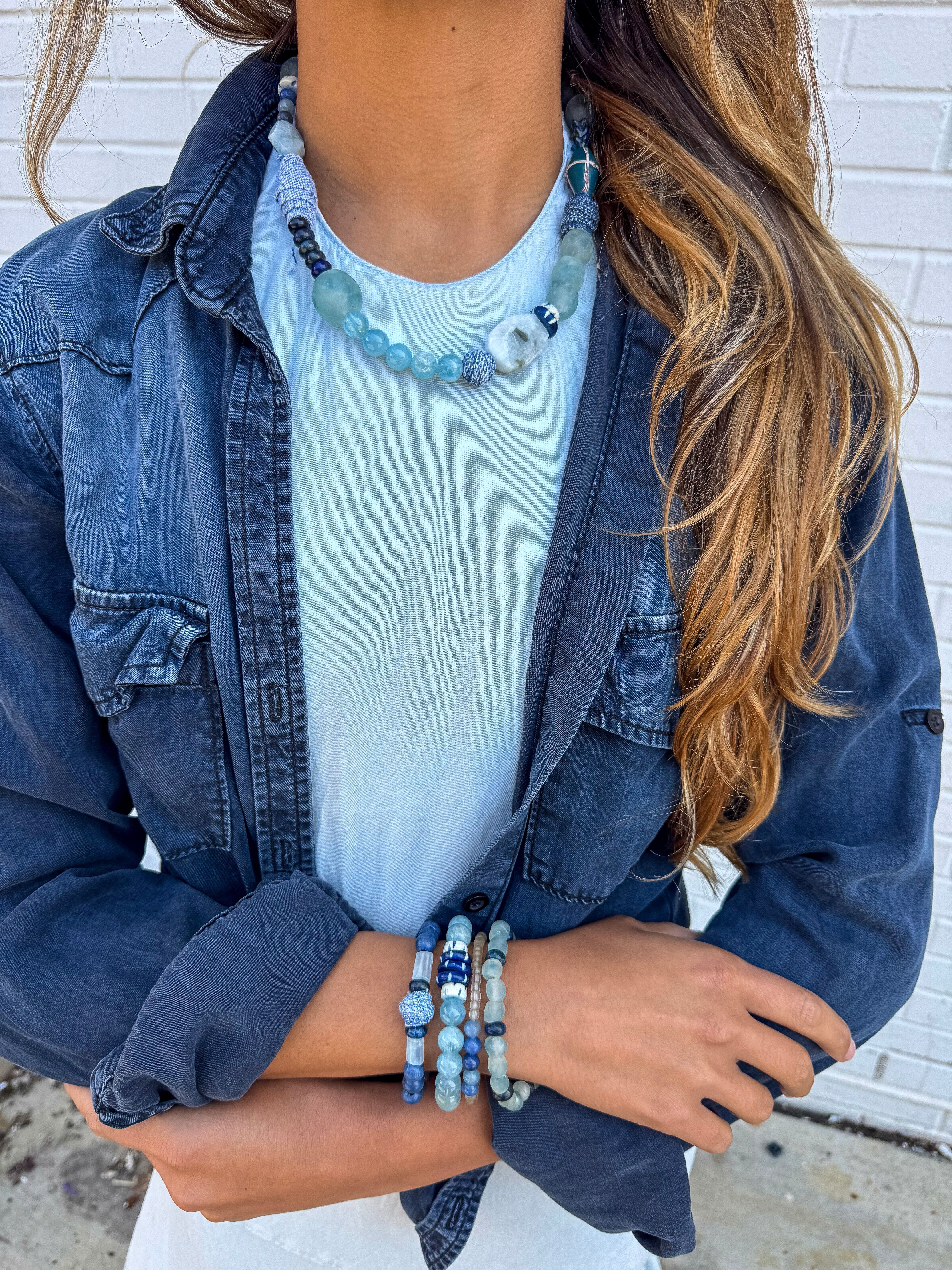 Intricate Stack Bracelet | Glass Denim