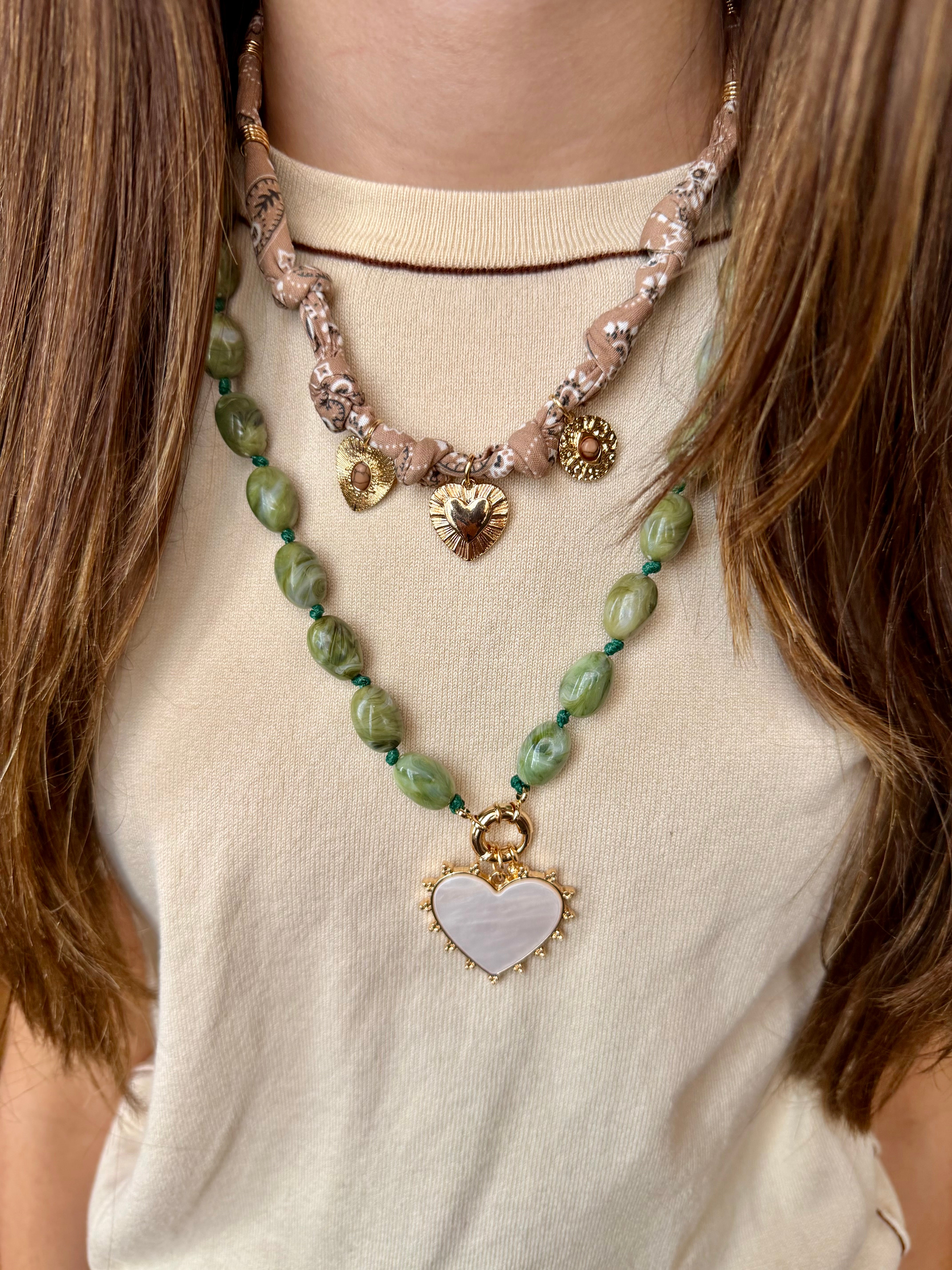 Bandana Charm Necklace | Tan