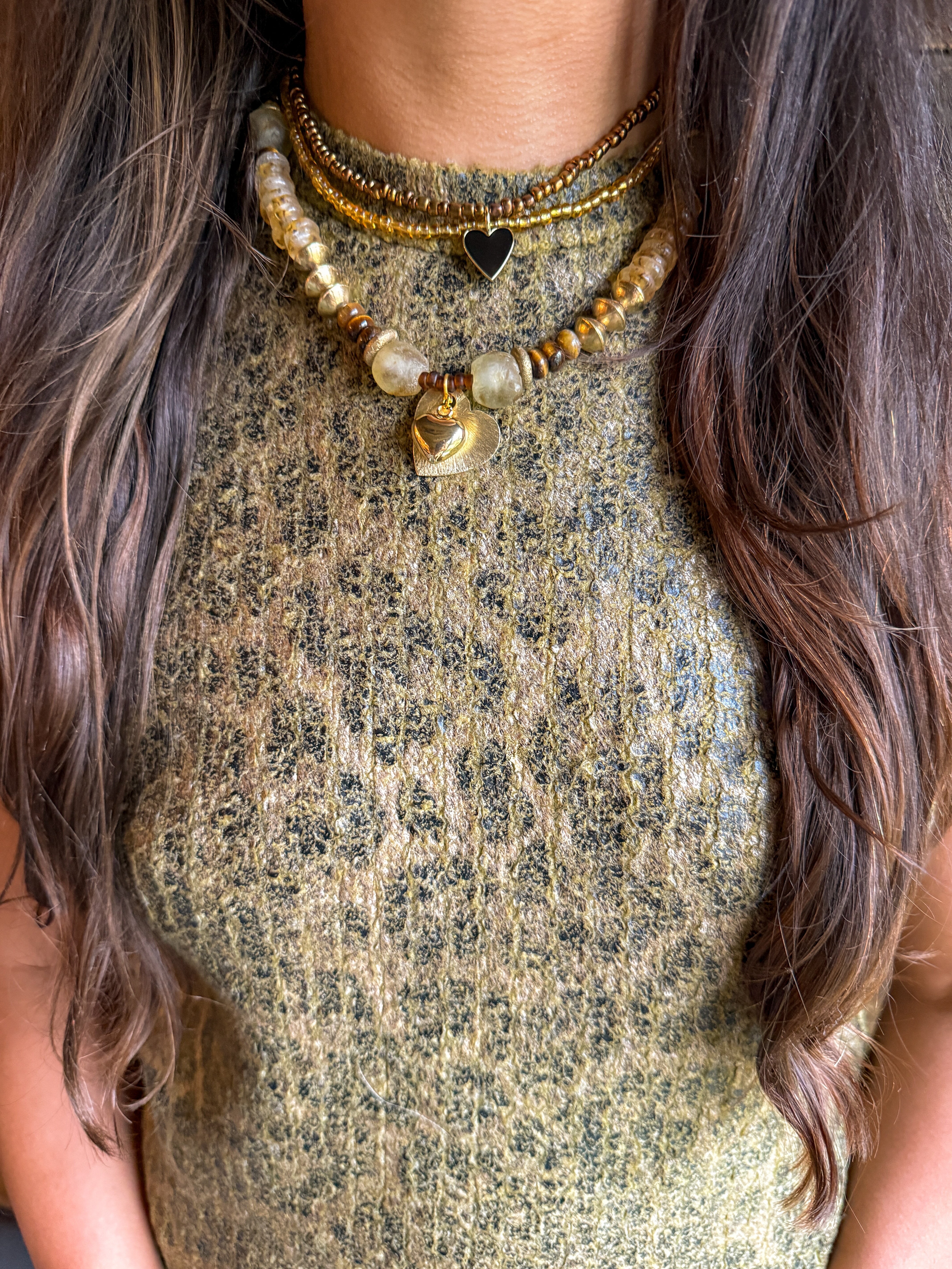 Heart Pendant Necklace | Camel