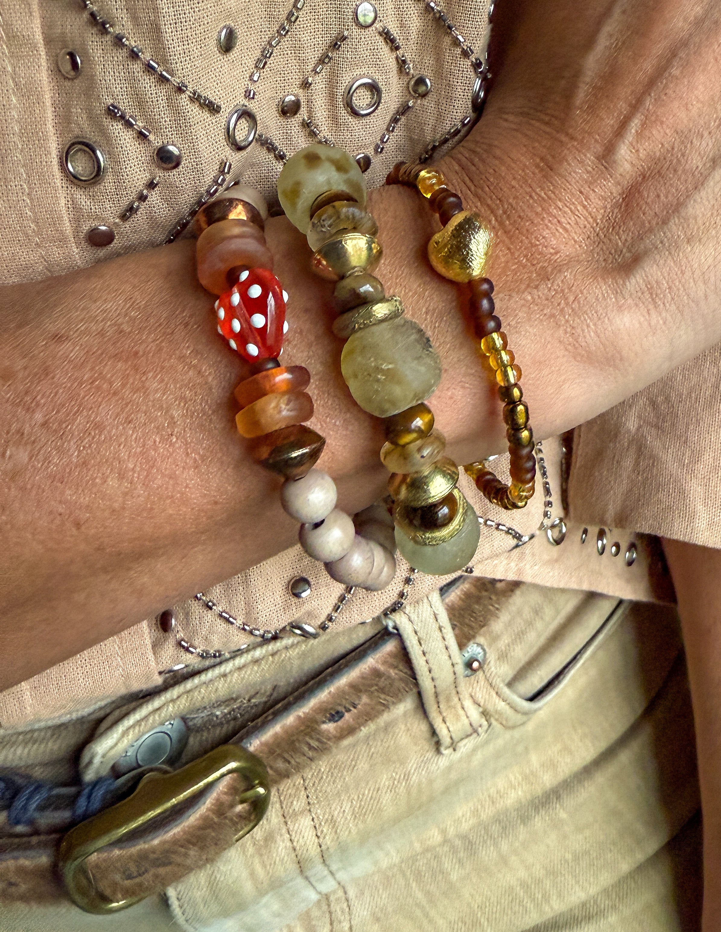 Intricate Stack Bracelet | Camel Gold