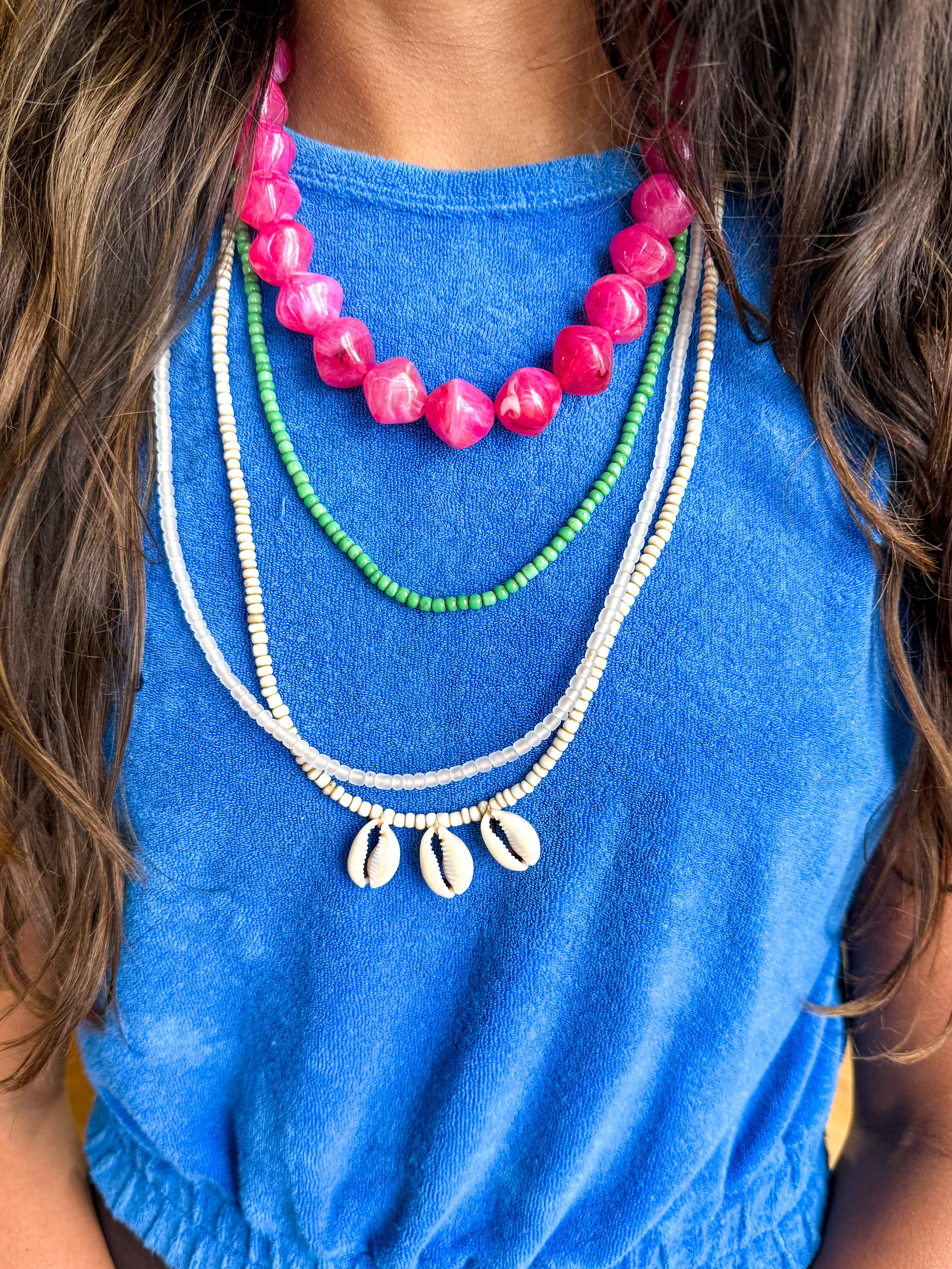 Layer Necklace Set | Green Cowrie