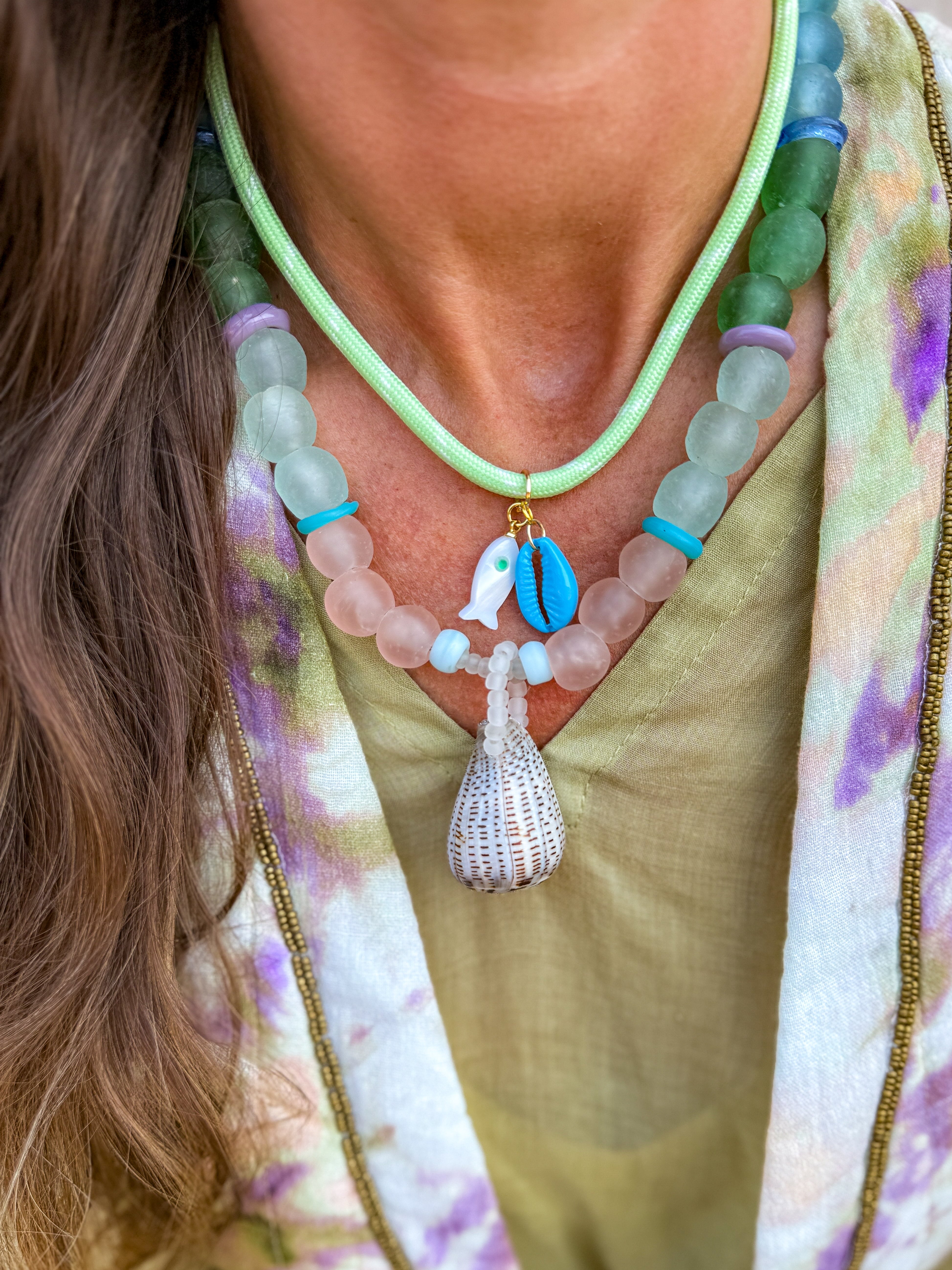 Rope Shell Necklace | Mint Green