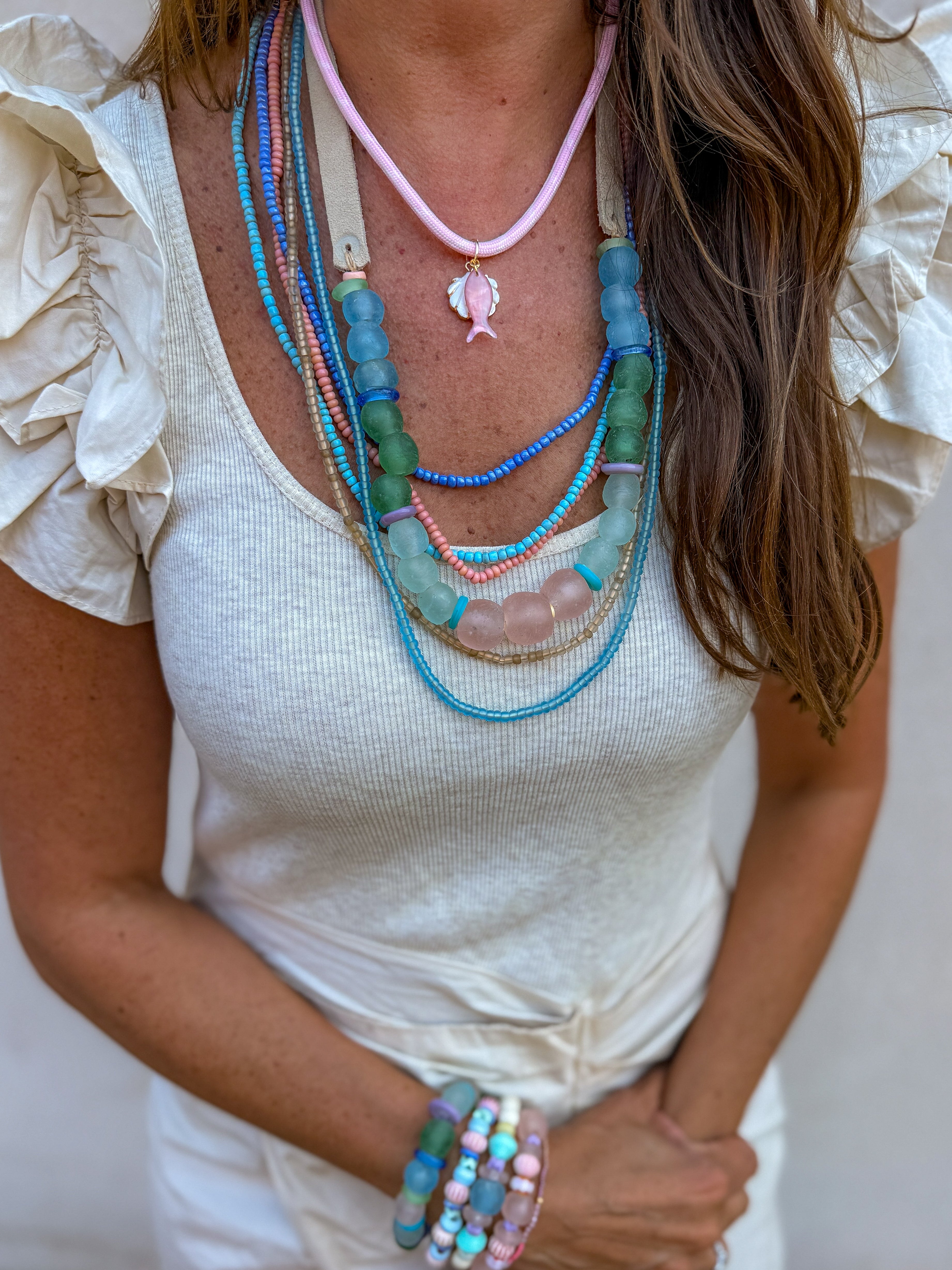 Rope Shell Necklace | Blush