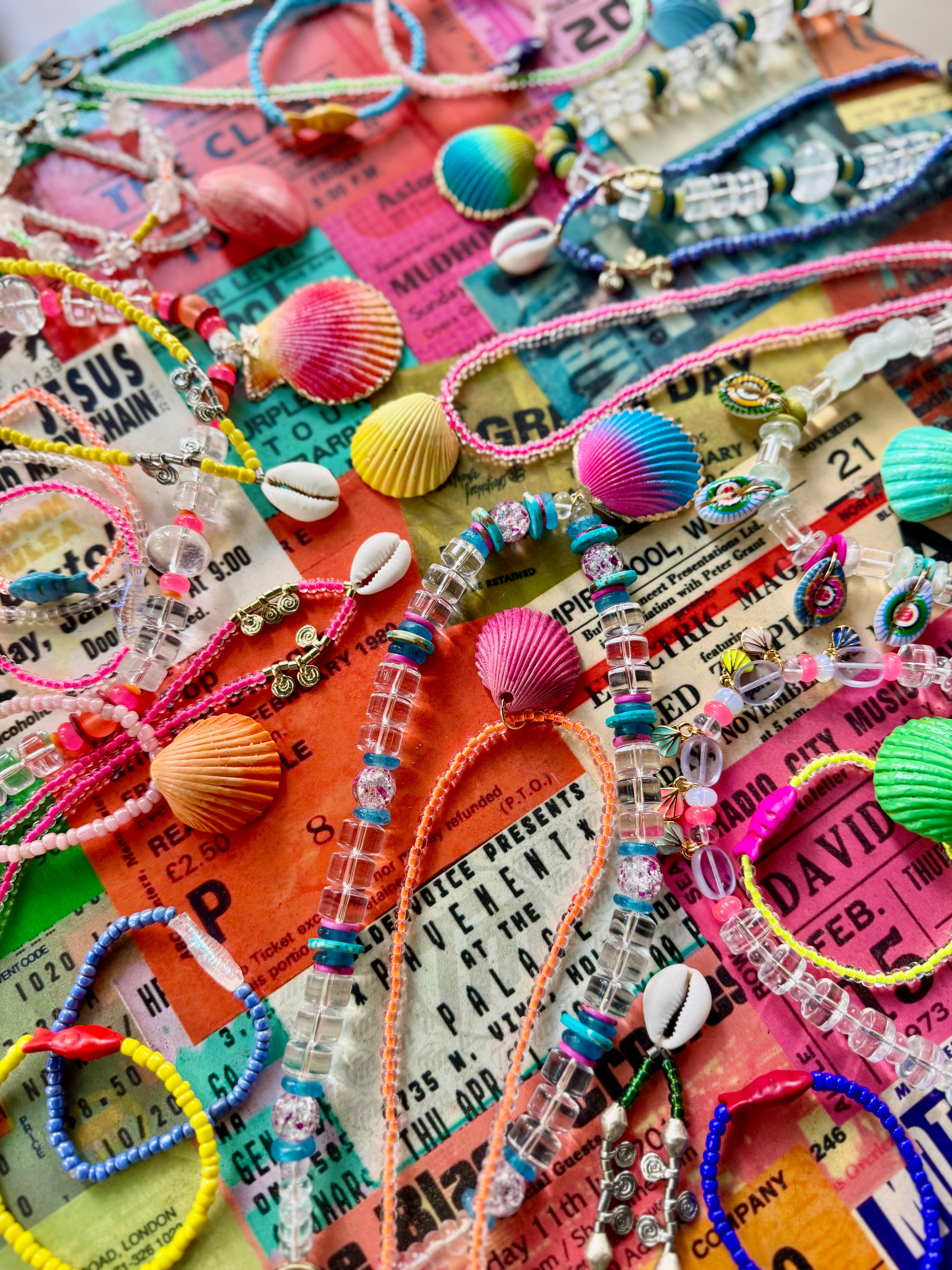 Seed Shell Necklace | Orange + Hot Pink