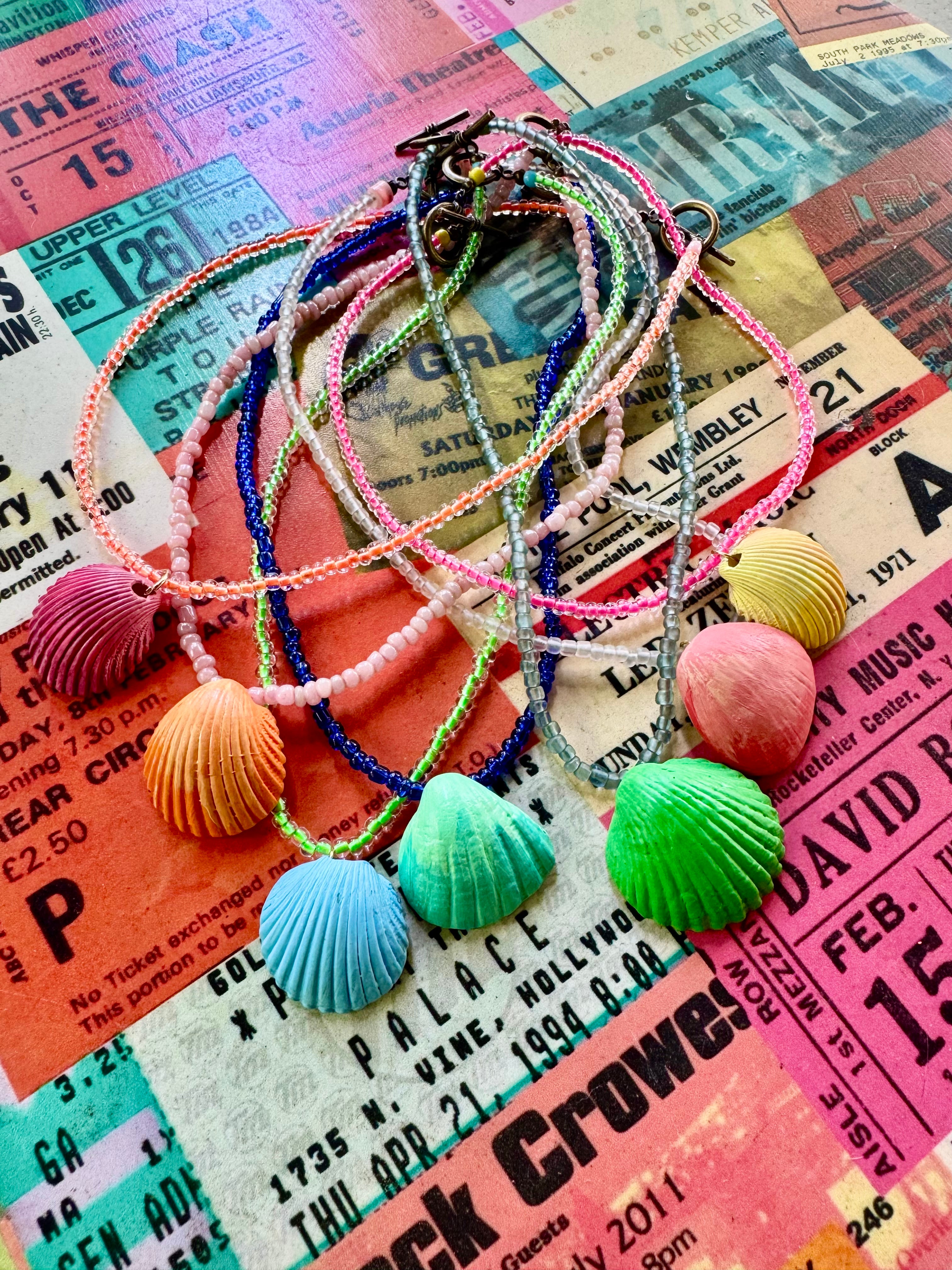 Seed Shell Necklace | Orange + Hot Pink