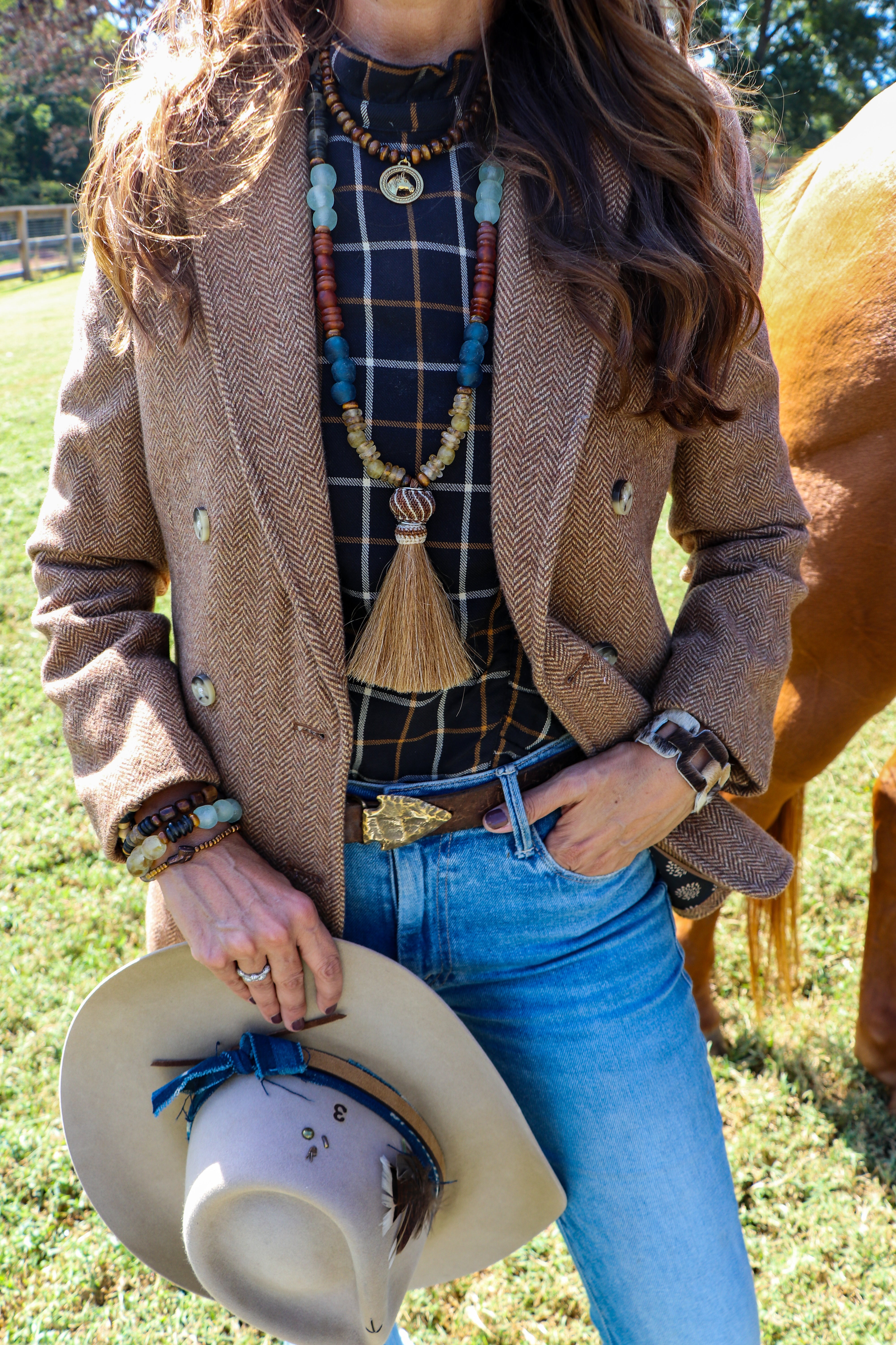 Slim Horse Hair Necklace | Brown Equestrian