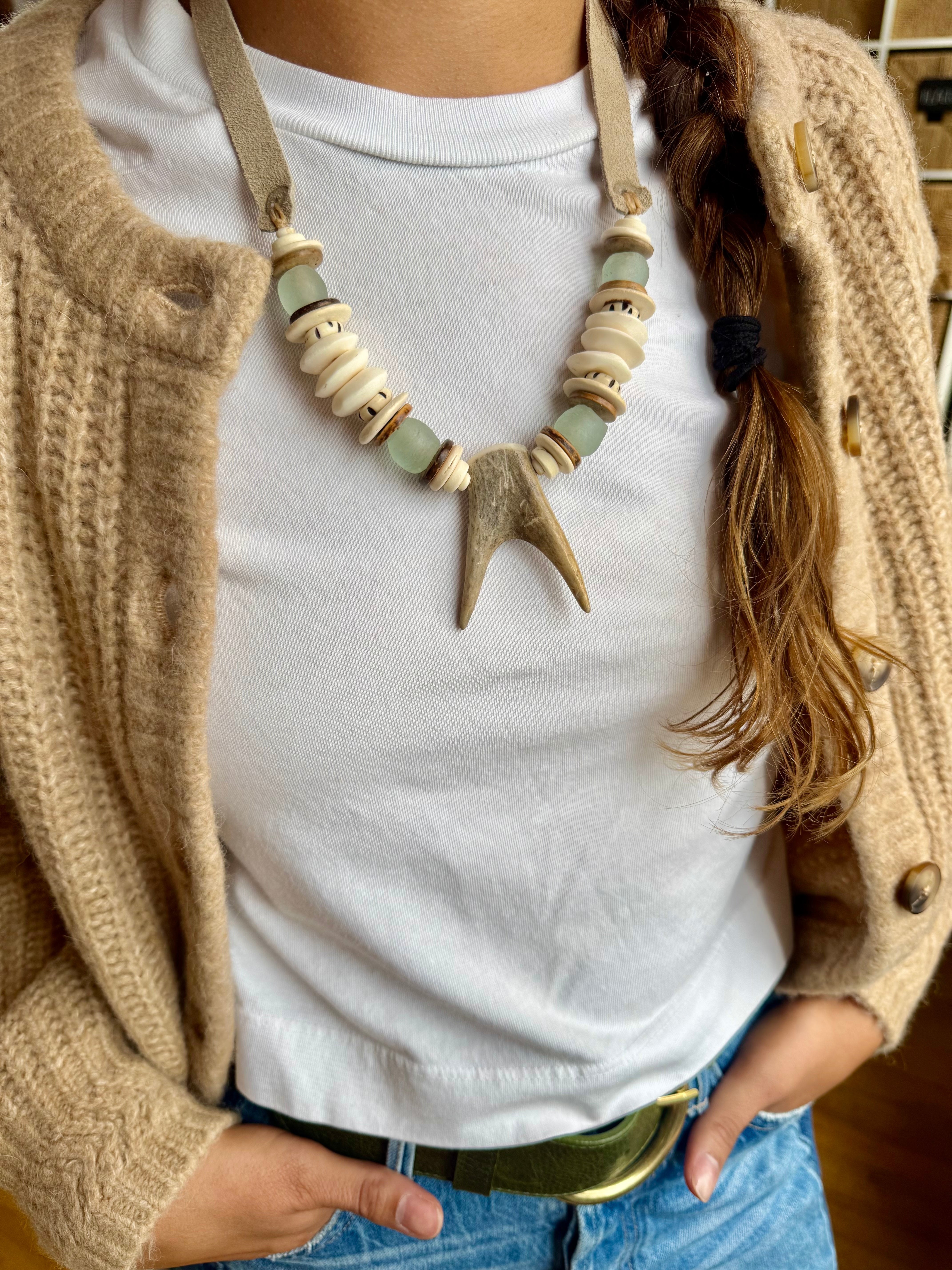 Slim Antler Necklace | Ivory