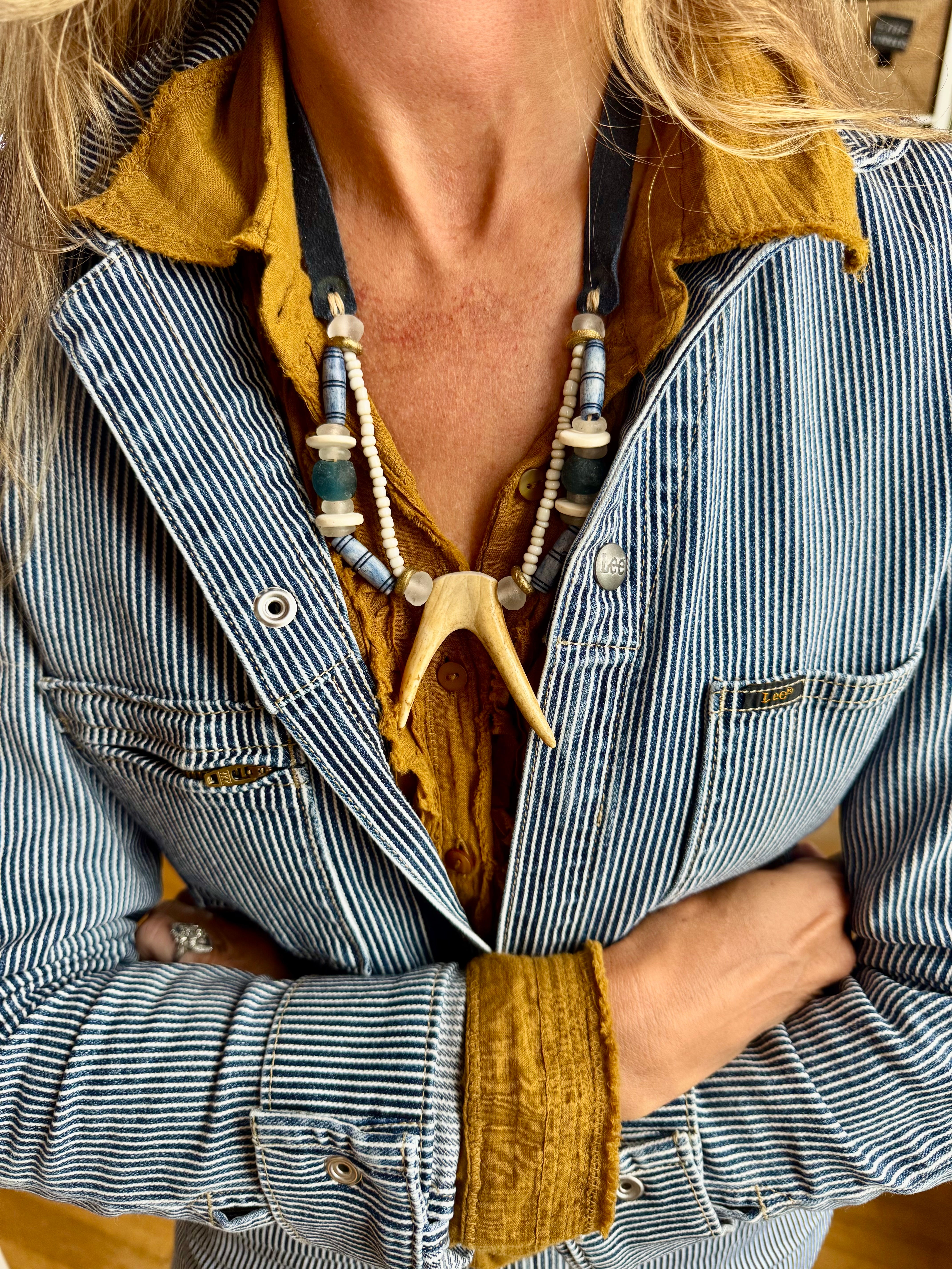 Slim Antler Necklace | Indigo