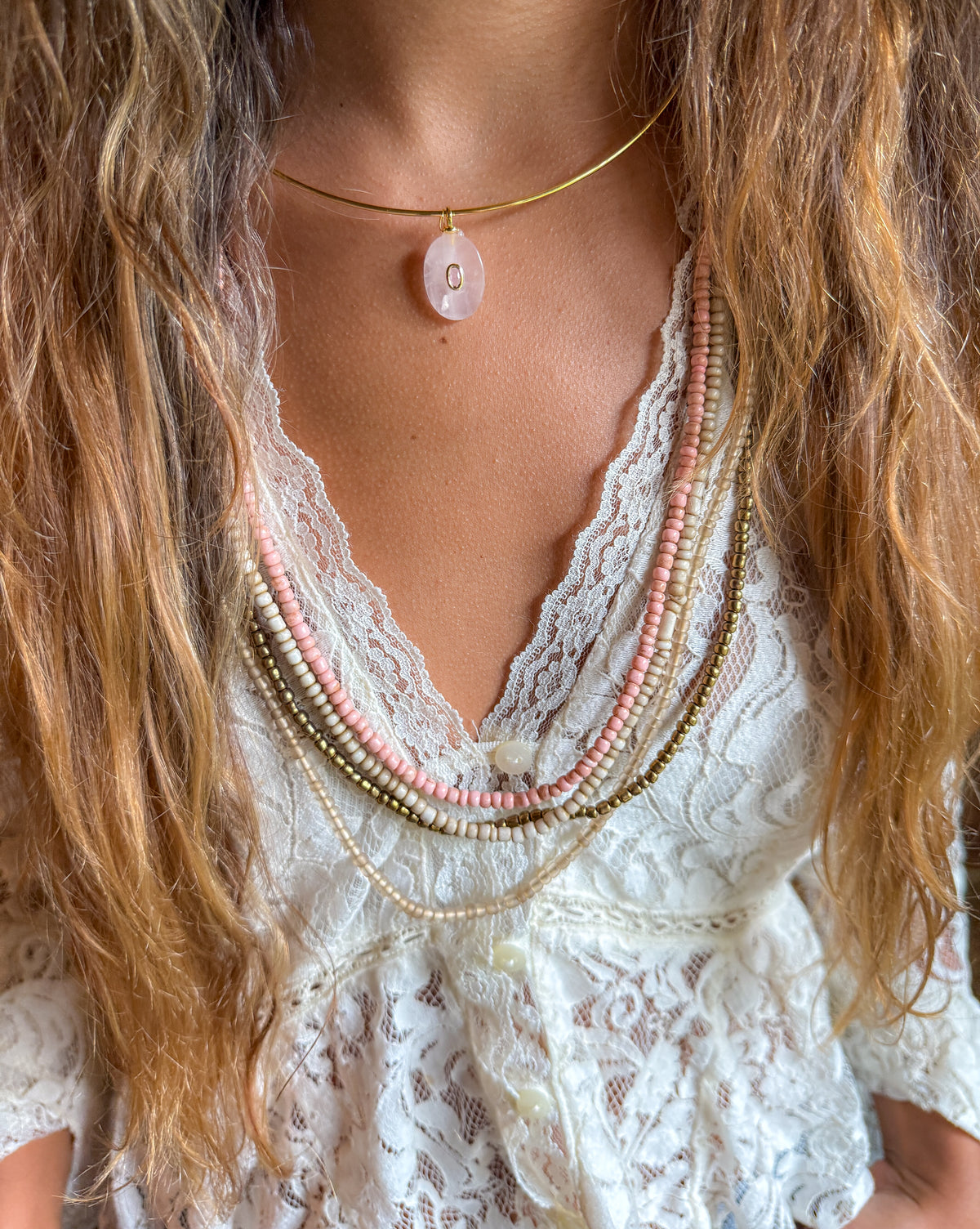 Gold Pendant Choker | Blush