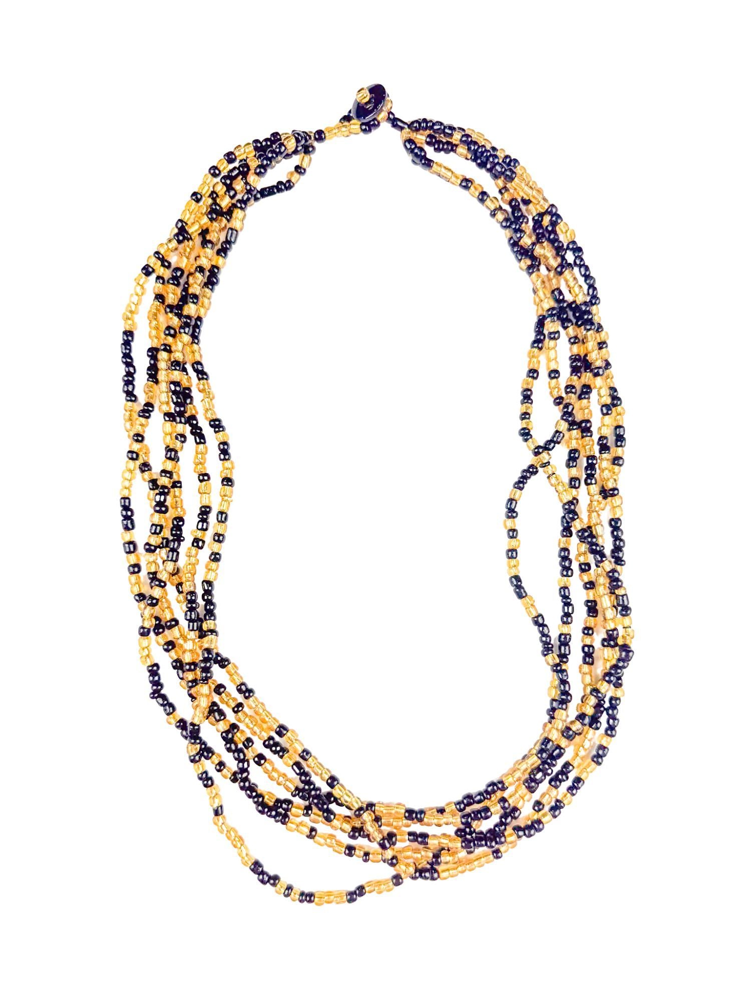 Layering Seed Necklace | Black + Gold