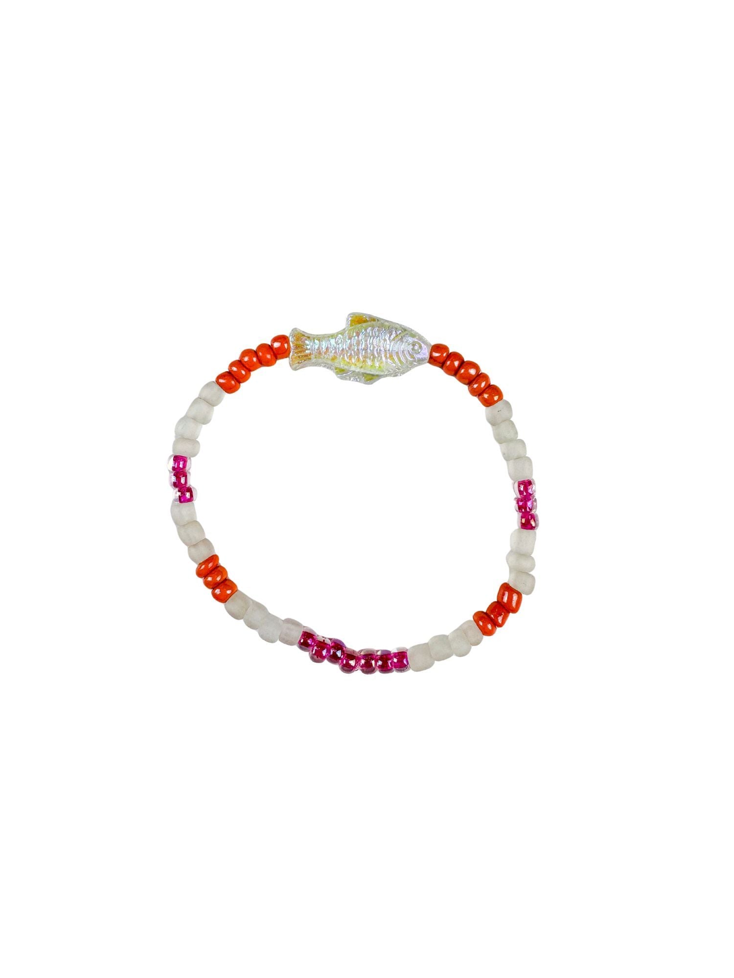 Simple Seed Bracelet | Pink + Orange Fish