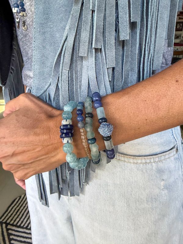 Intricate Stack Bracelet | Glass Denim