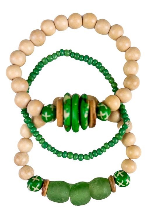 Trio Stack Bracelet Set | Green