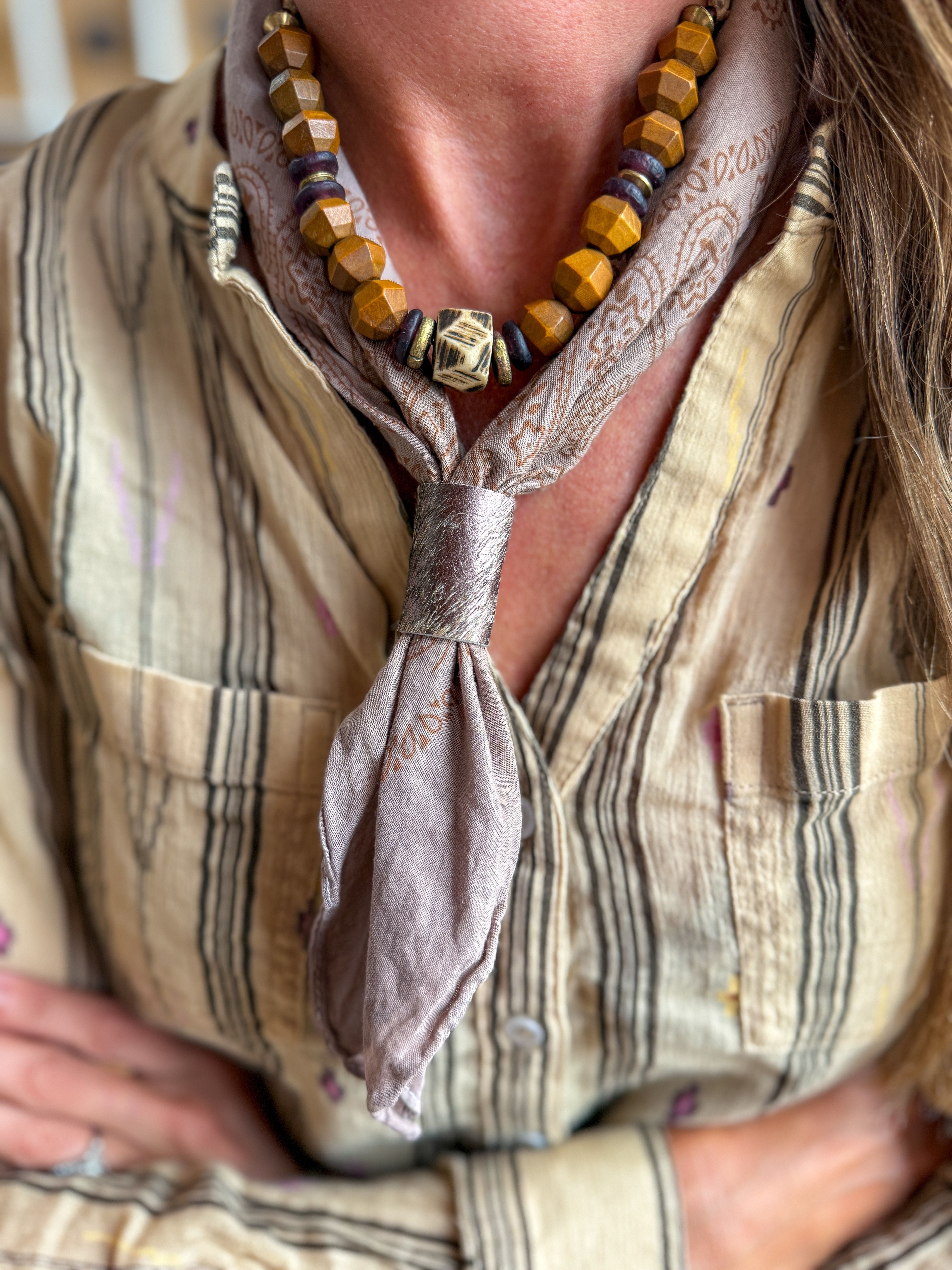 Bandana Necklace | Taupe + Brown