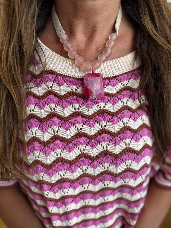 Slim Pendant Necklace | Pink | Final Sale