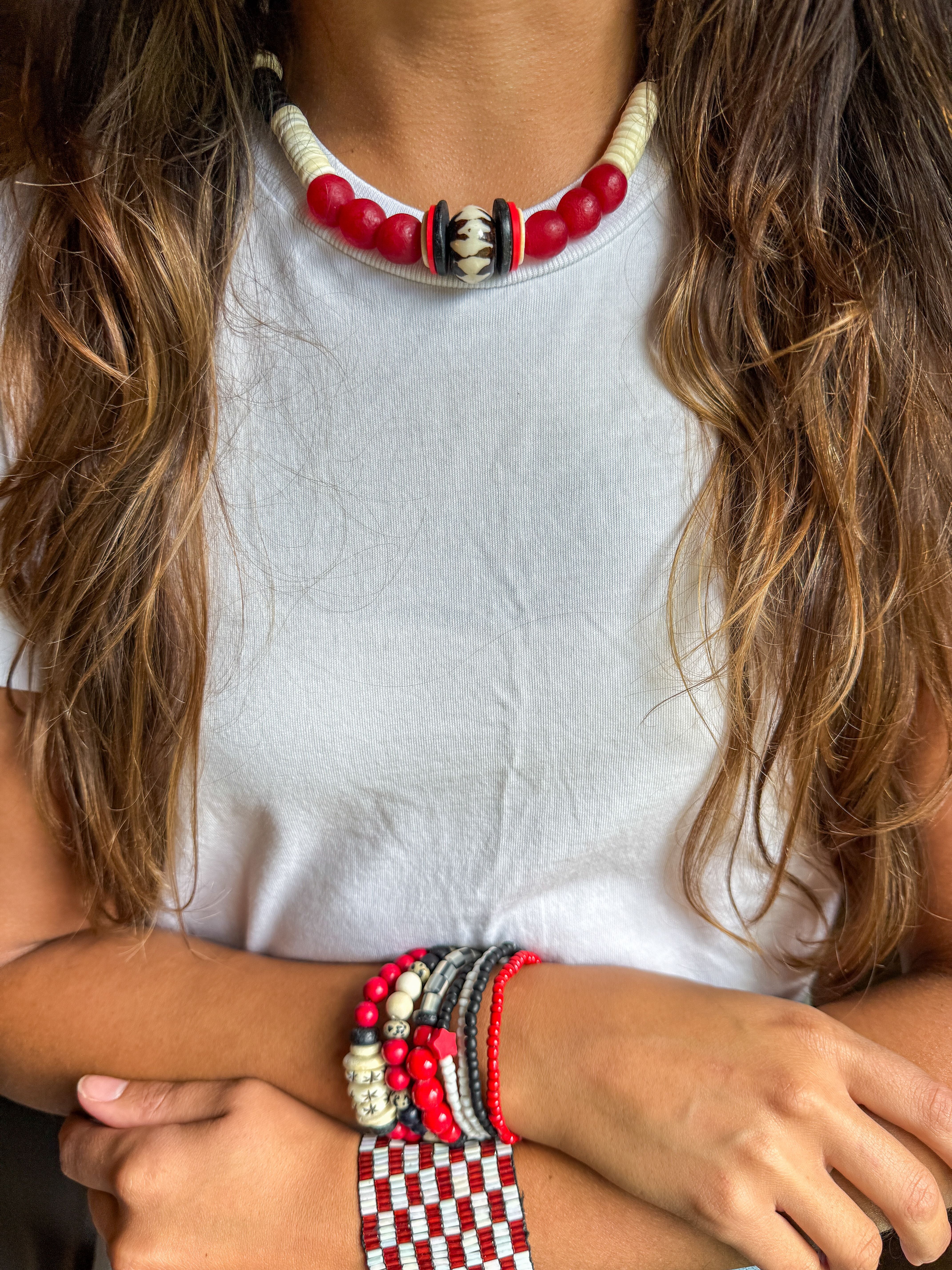 Classic Necklace | Red + Black