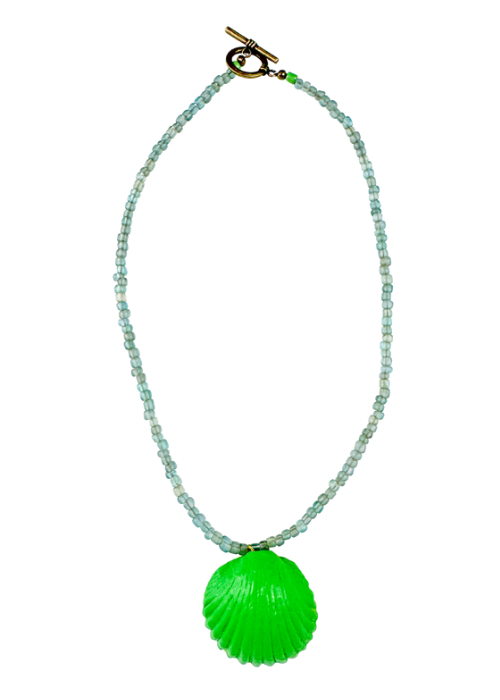 Seed Shell Necklace | Aqua + Green