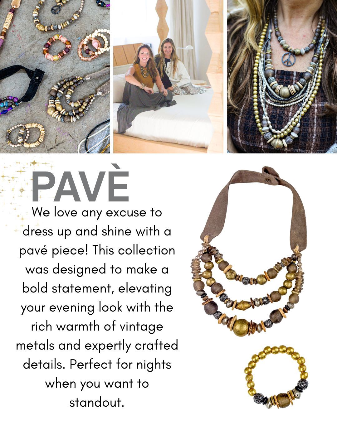 Metal Stack Bracelet | Pavé