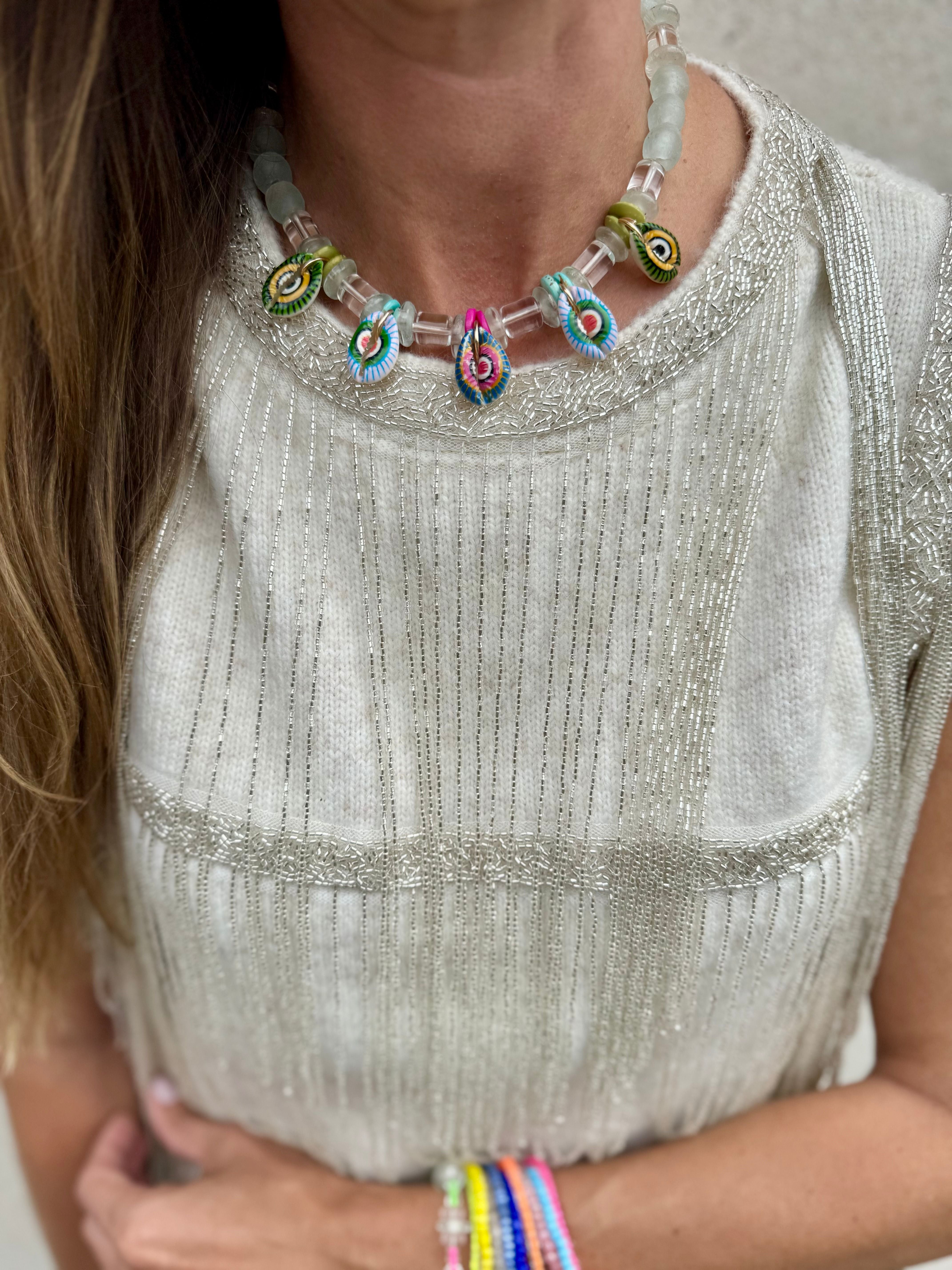 Stacked Cowrie Choker | Multi