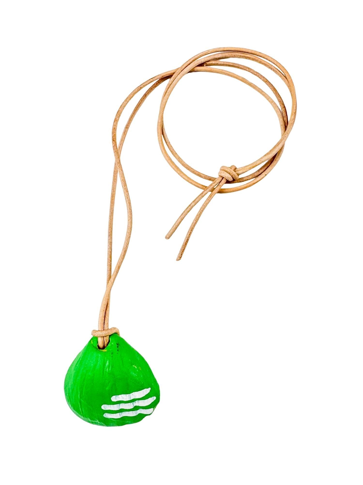 Cord Pendant Necklace | Green Shell | Final Sale