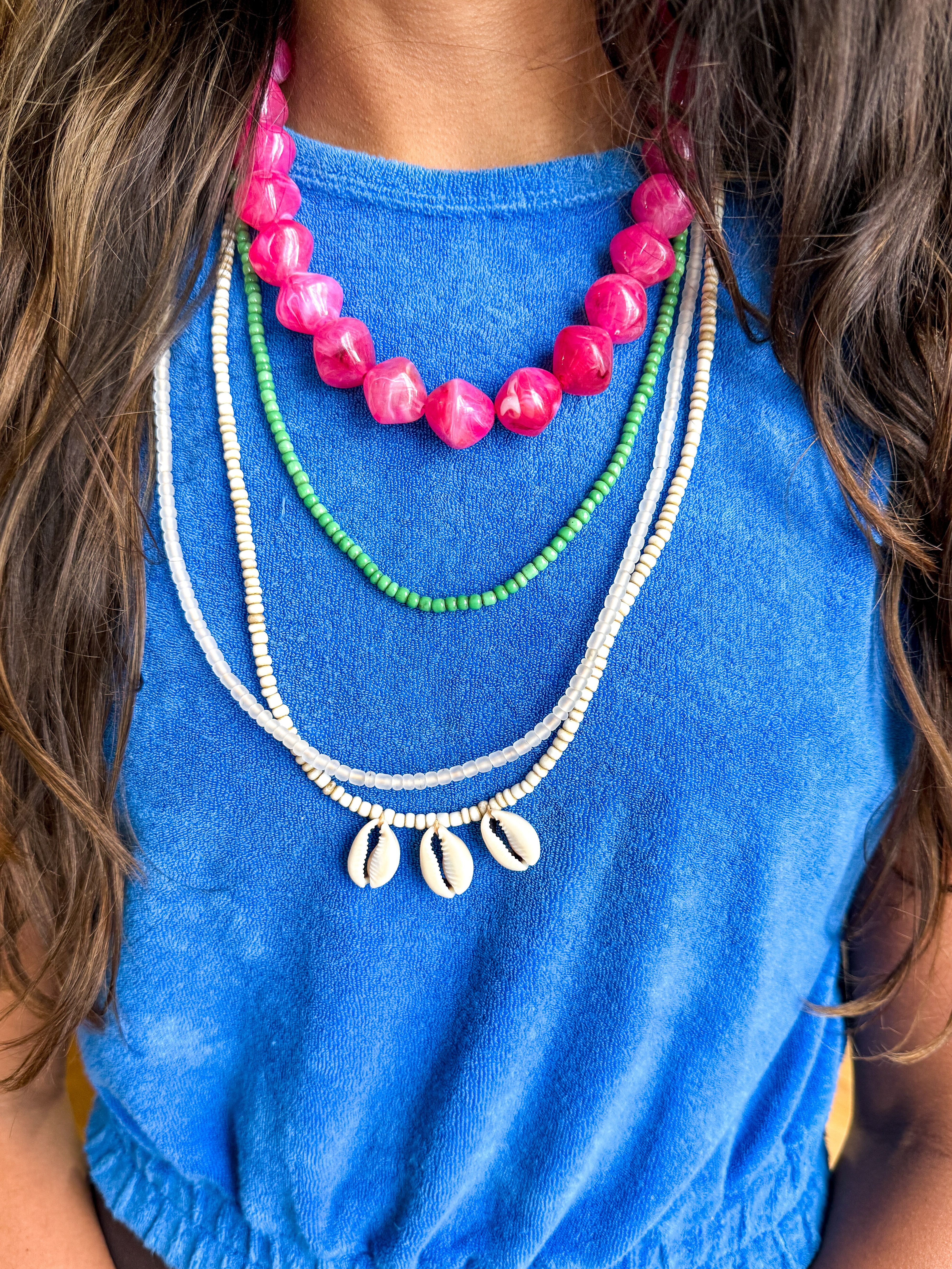 Acrylic Beaded Necklace | Hot Pink
