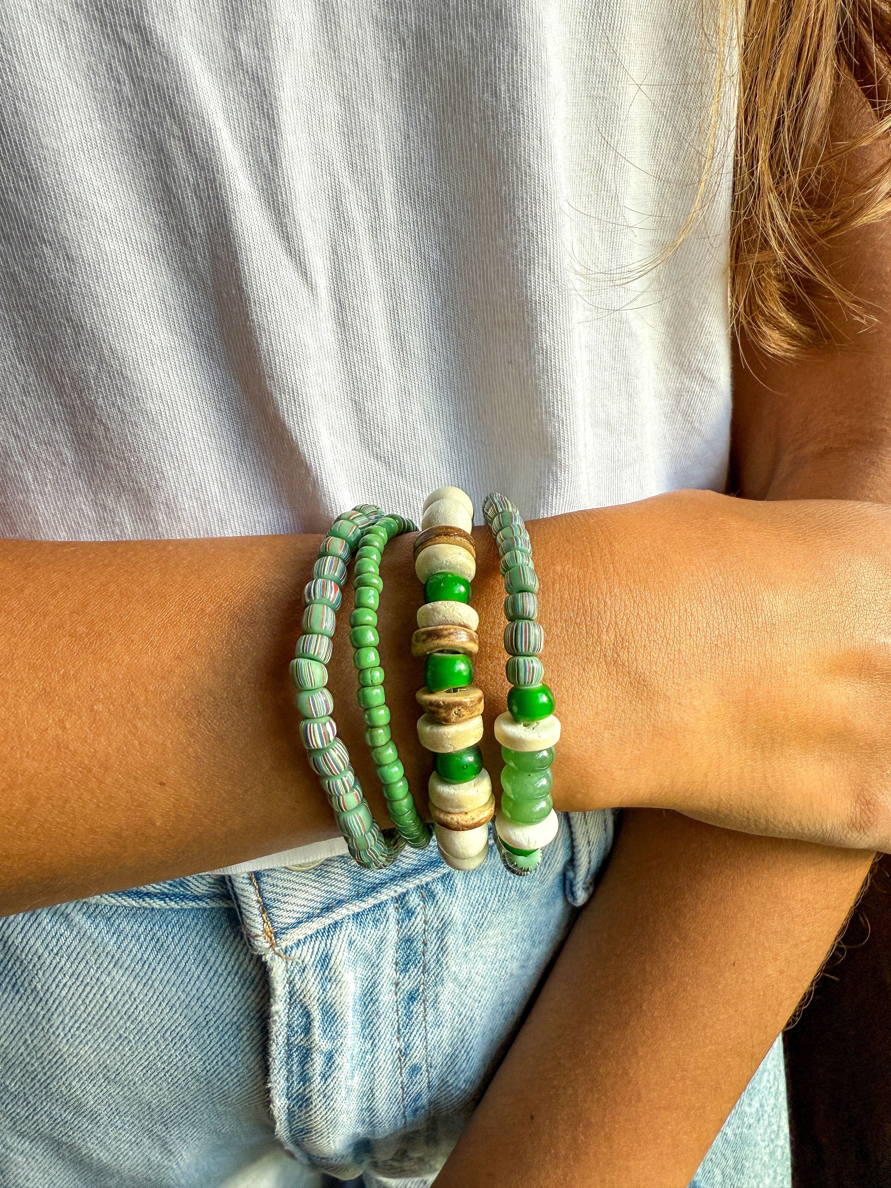 Single Stack Seed Bracelet | Green
