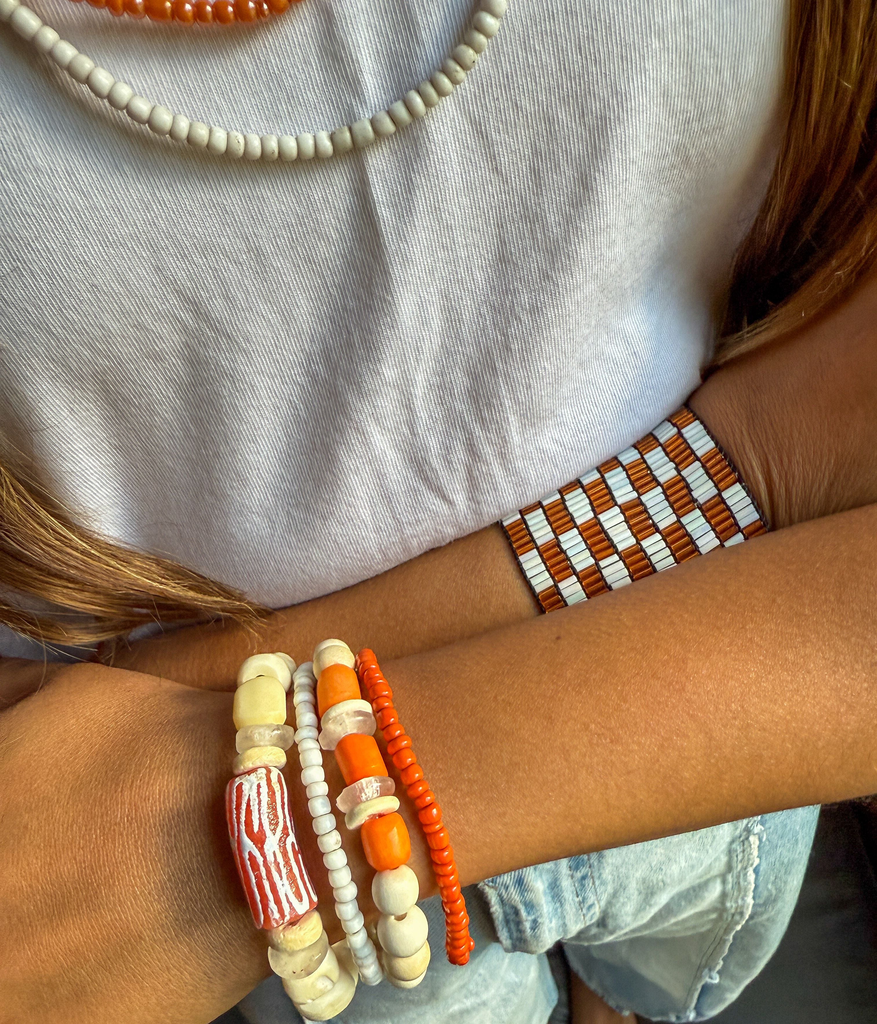 Beaded Stretch Bracelet | Orange