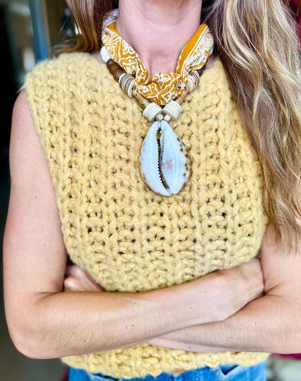 Beaded Bandana Necklace | Shell