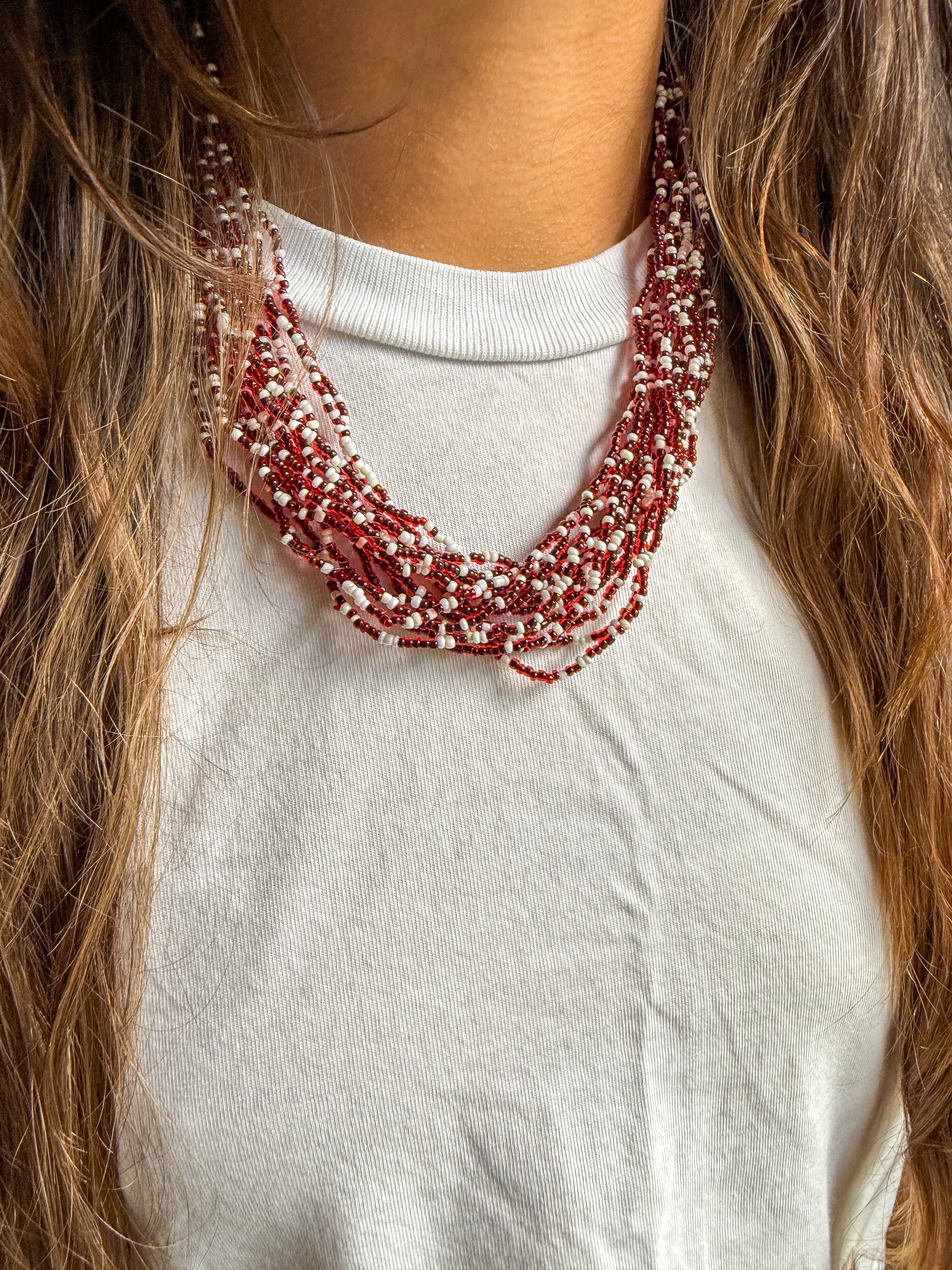 Layering Seed Necklace | Red