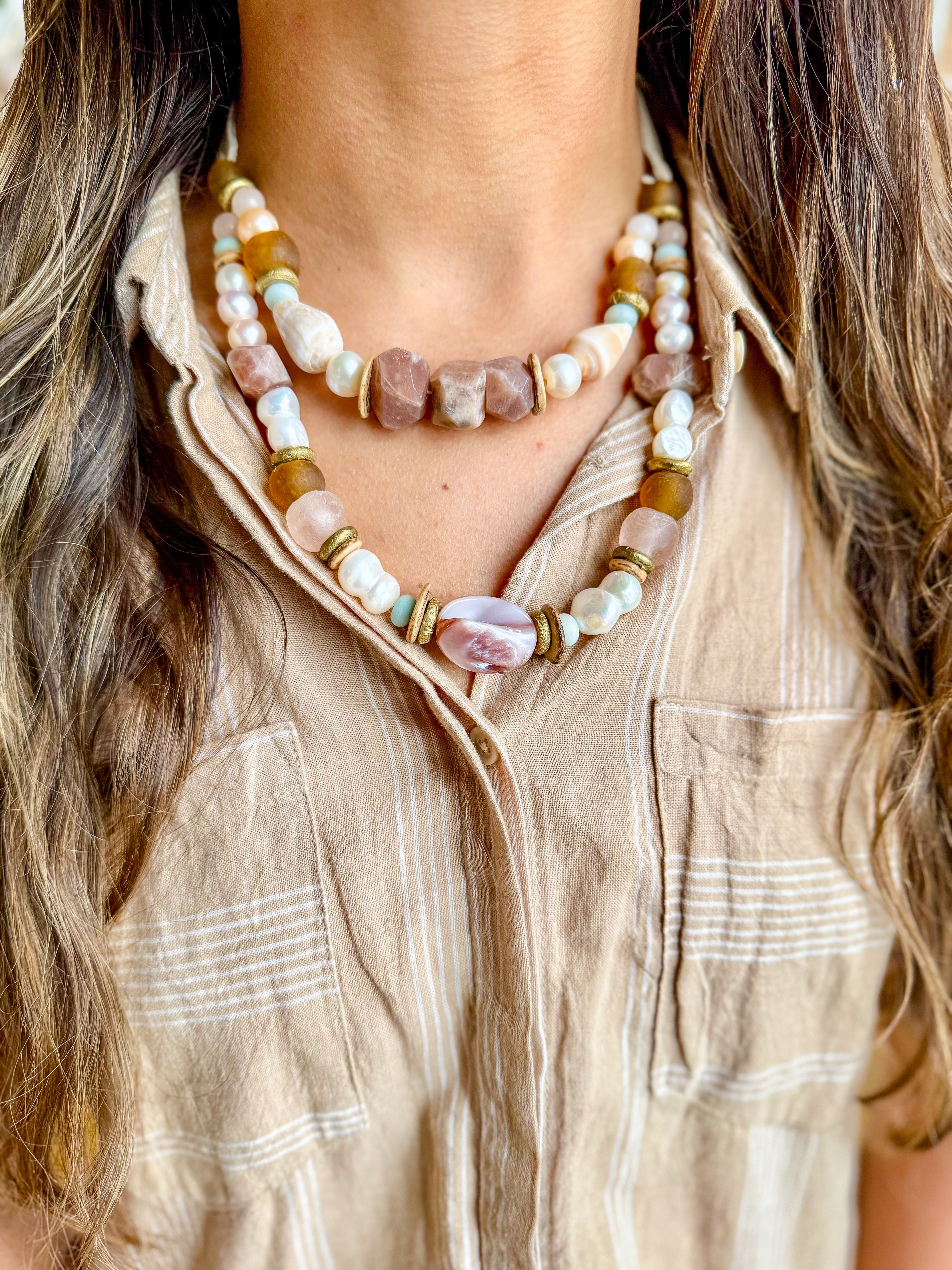 Slim Layered Classic Necklace | Pearl