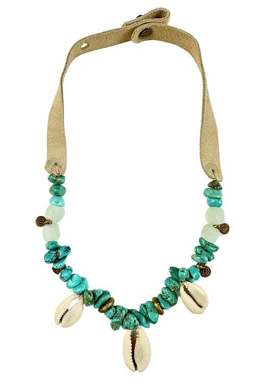 Slim Choker Necklace | Turquoise Shell