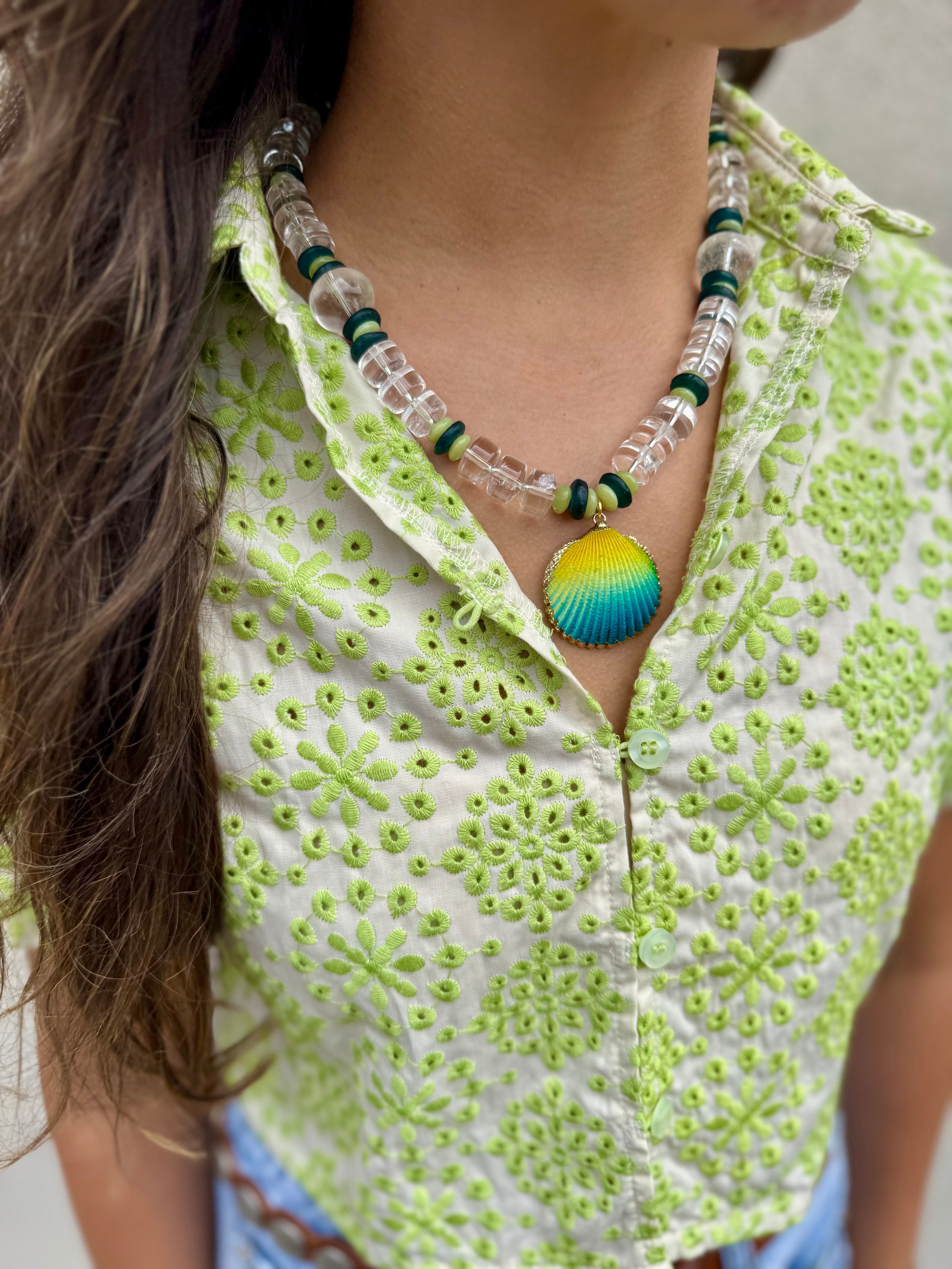 Classic Shell Necklace | Blue + Green