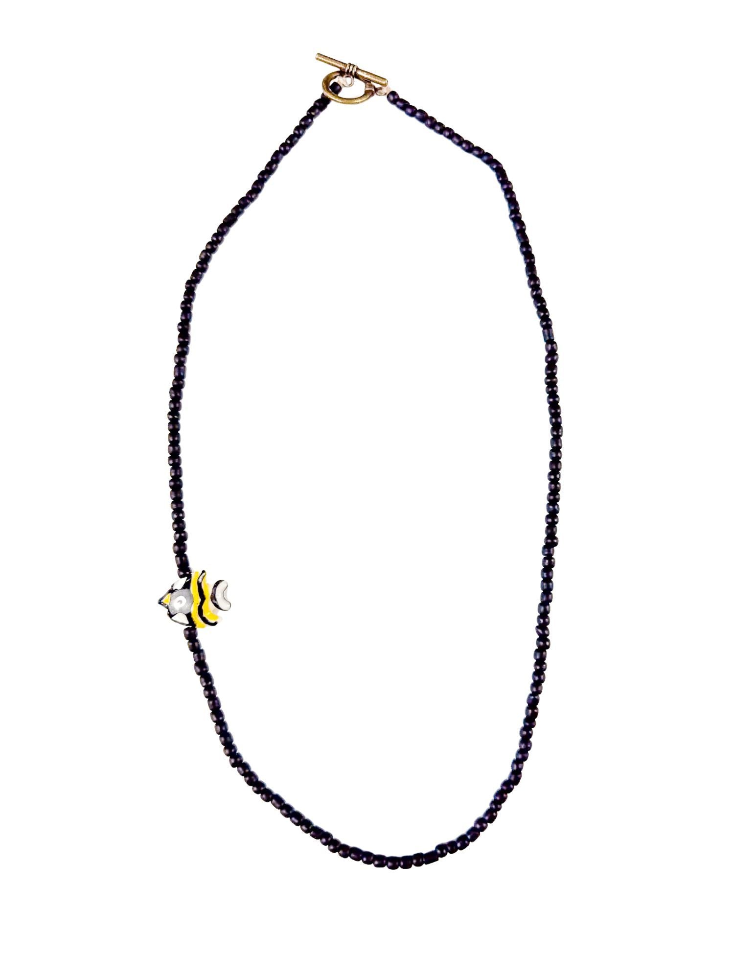 Seed Fish Necklace | Black + Yellow | Final Sale