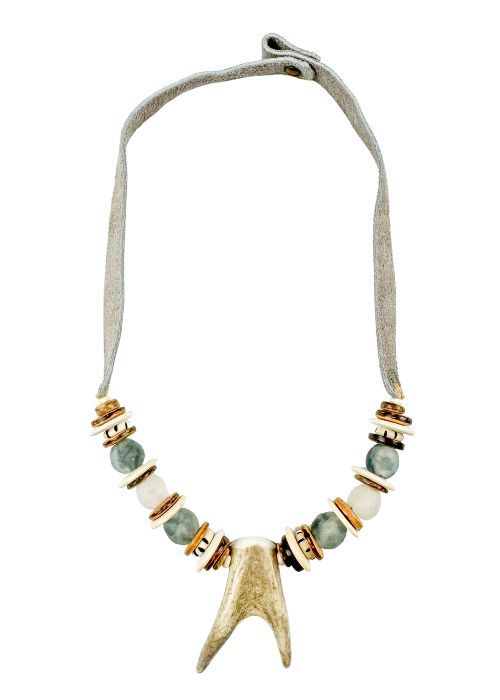 Slim Antler Necklace | Mist + Gray