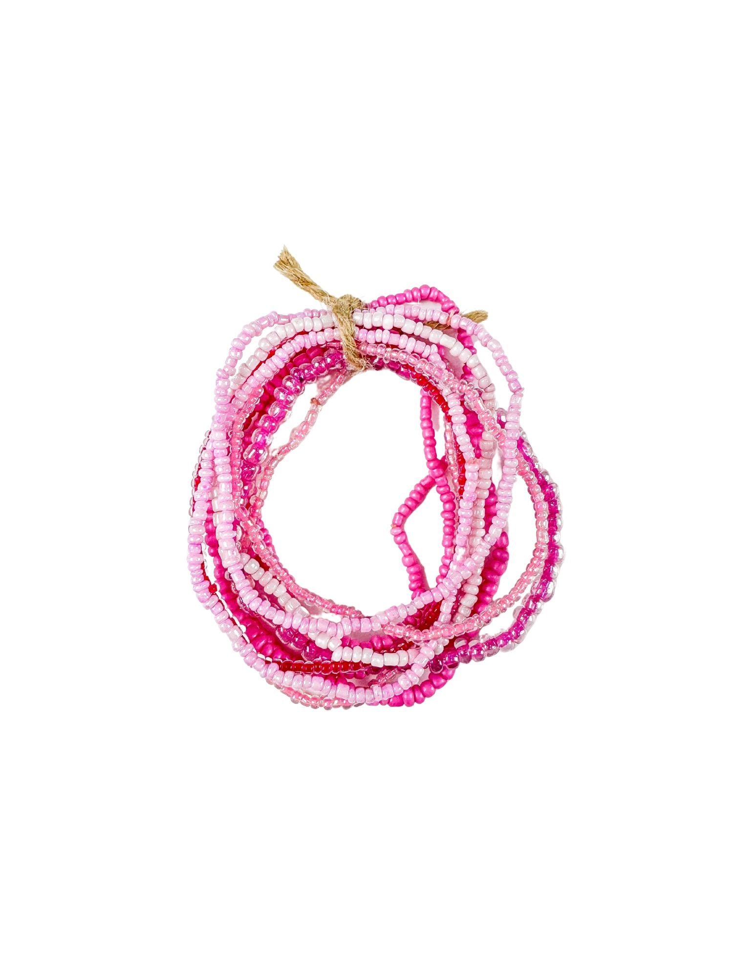 Thin Seed Bracelet Set | Pink
