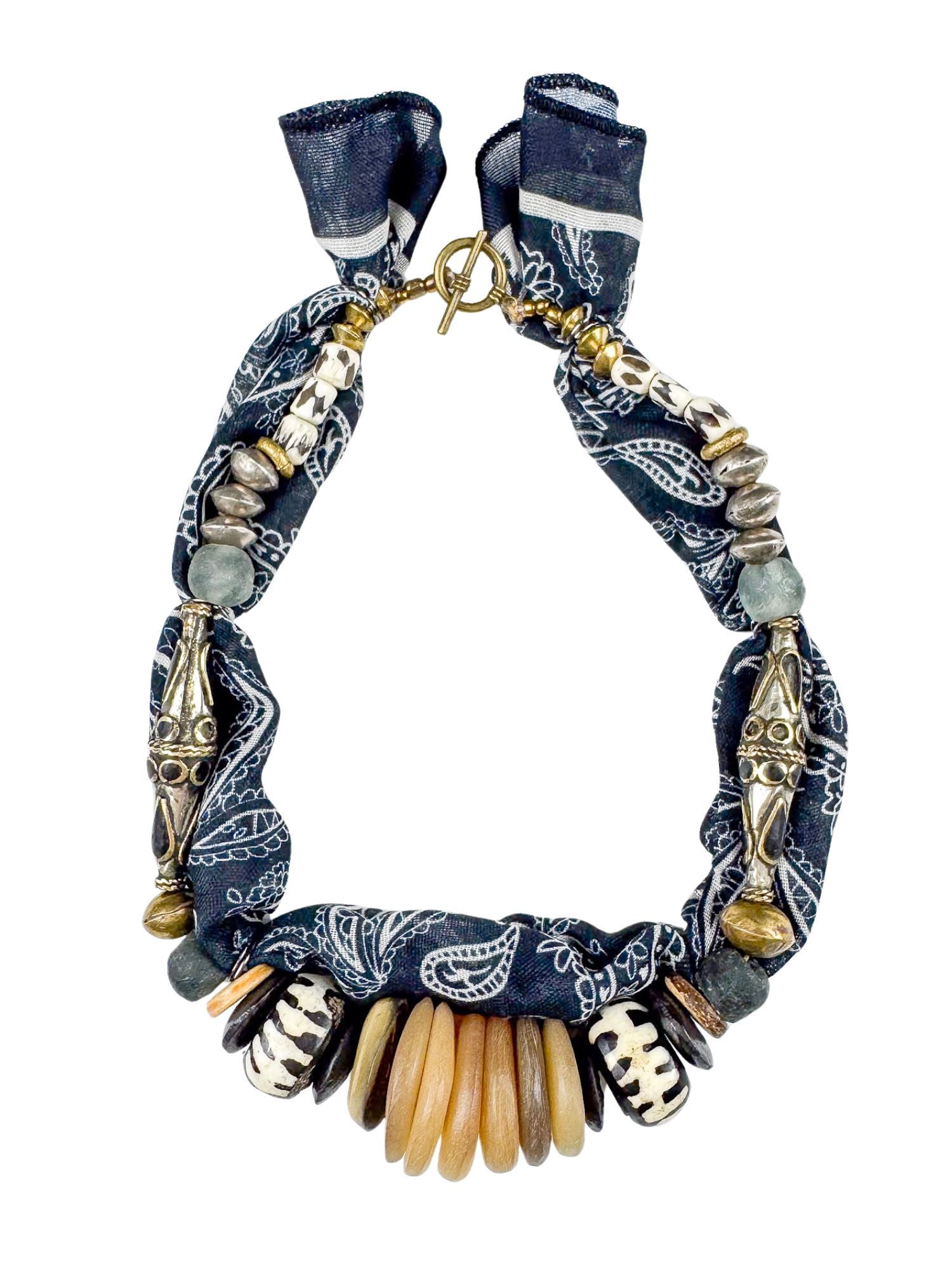 Beaded Bandana Necklace | Steel Saddle