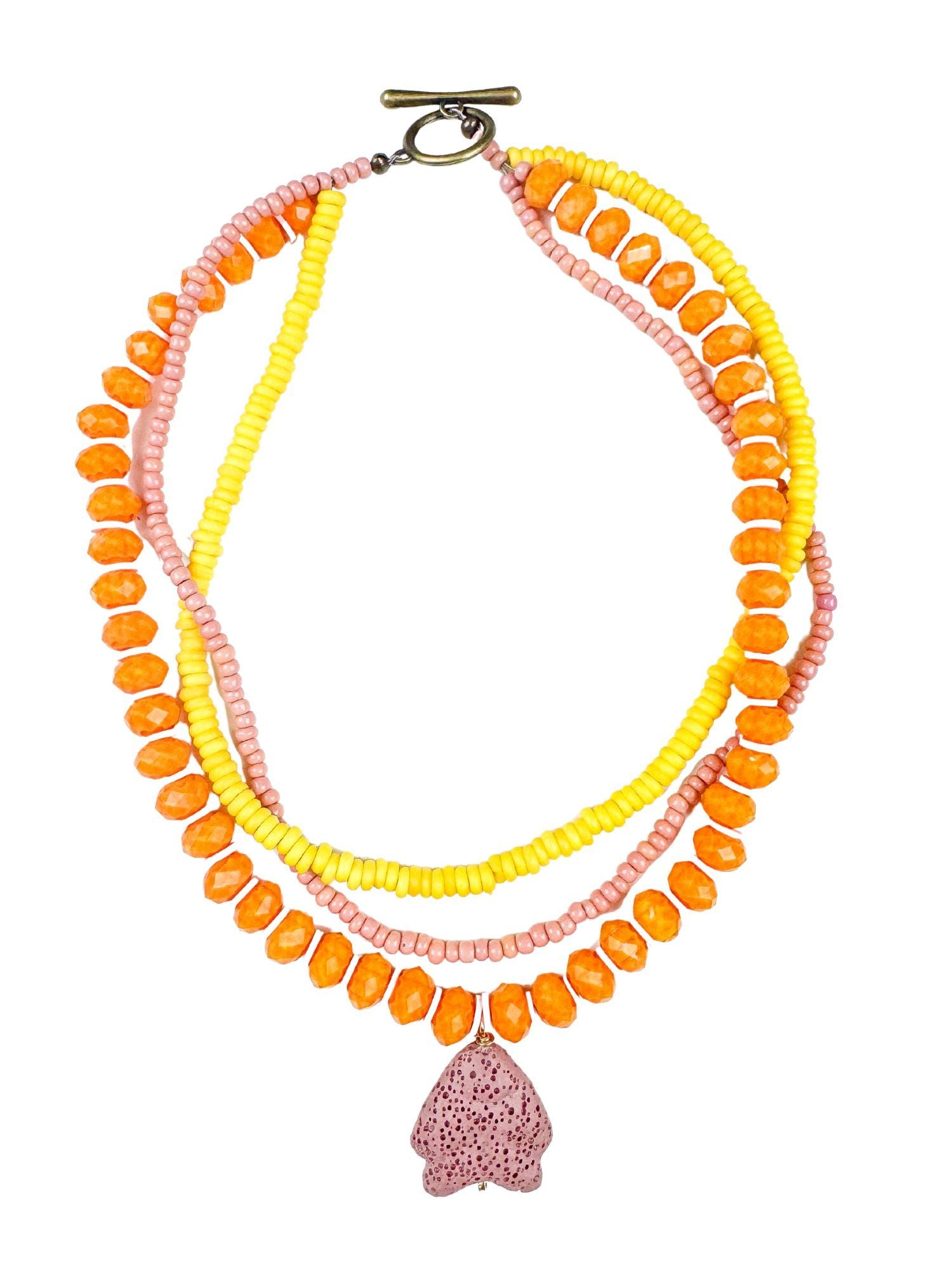 Layered Pendant Necklace | Pink Fish