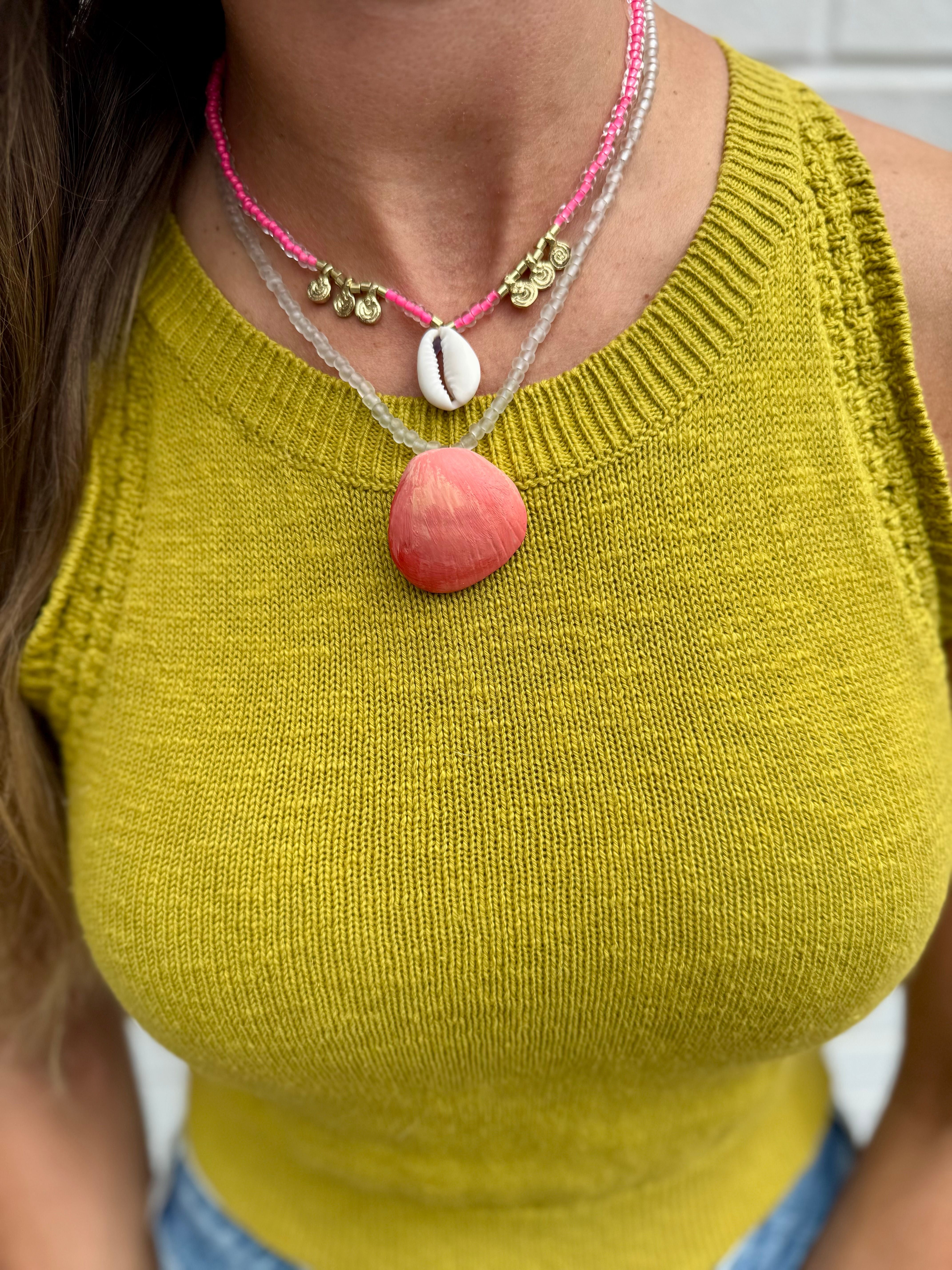 Seed Shell Necklace | Mist + Coral