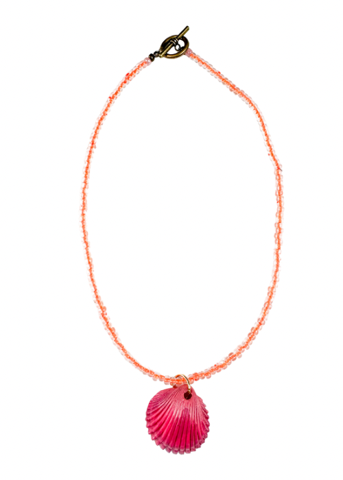 Seed Shell Necklace | Orange + Hot Pink