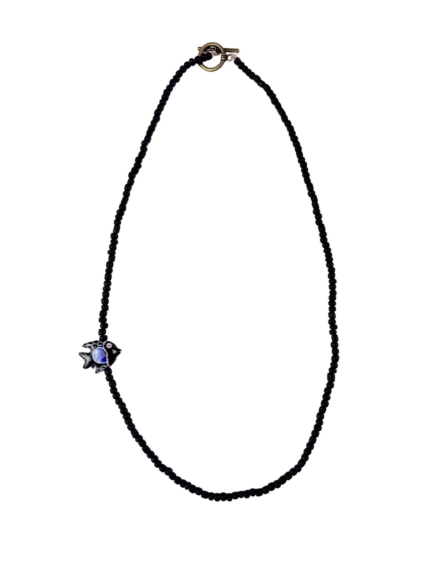 Seed Fish Necklace | Black + Blue | Final Sale
