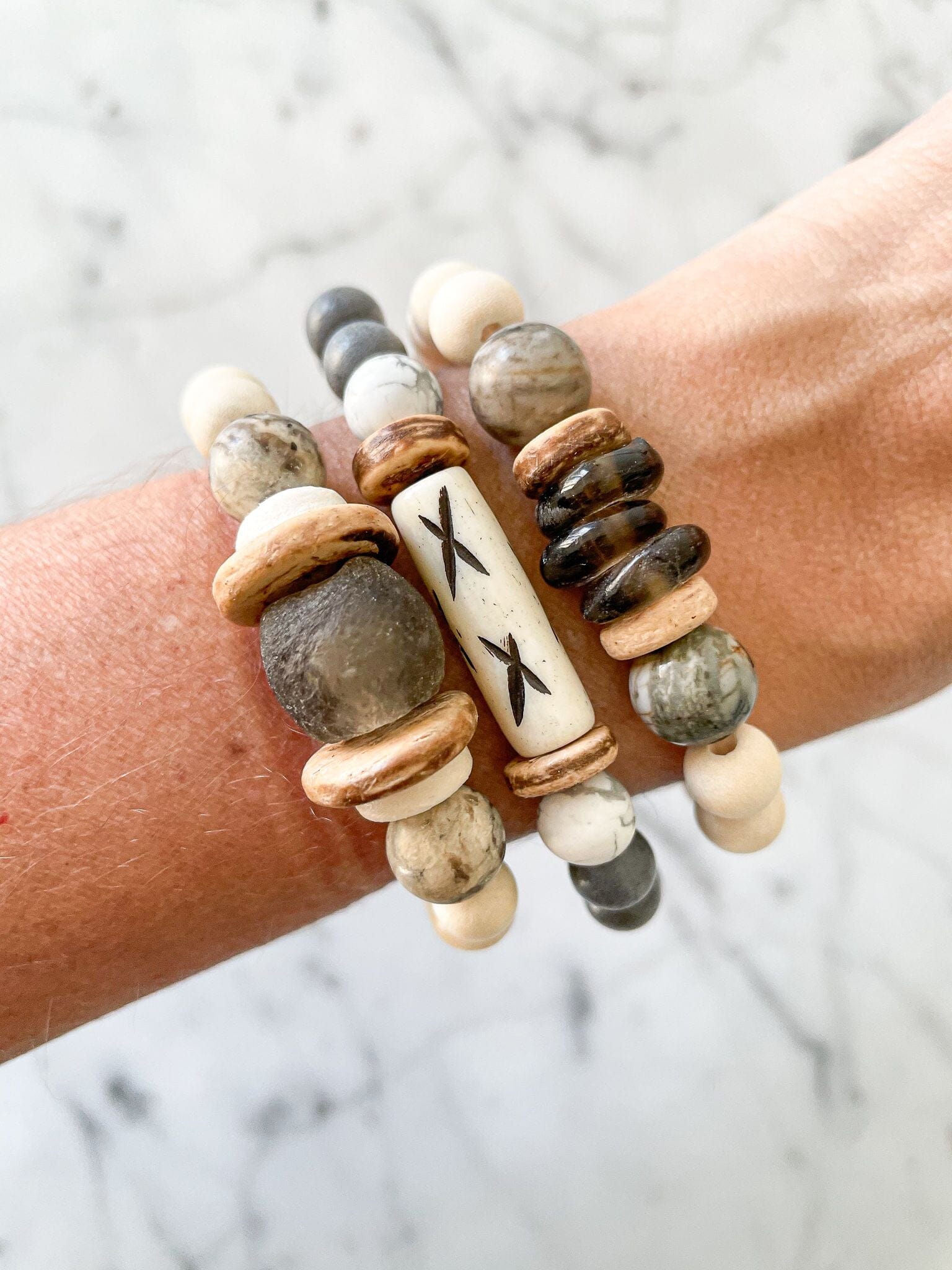 Trio Stack Bracelet Set | Stone